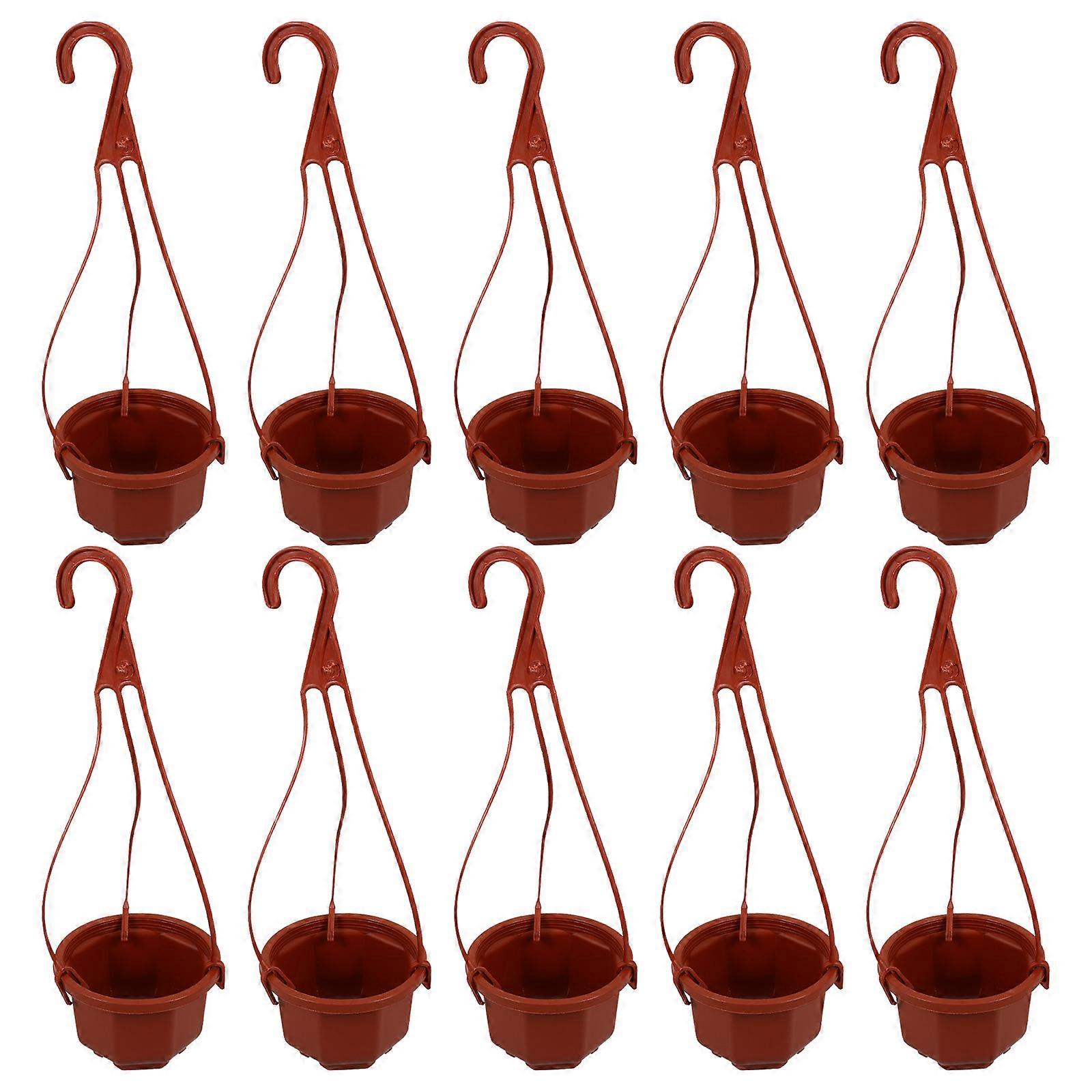 Plastic Hanging Plant Pots with Hooks, 10 Sets, Breathable Root Control Planters for Succulents, Orchids, Chlorophytum, Indoor Outdoor Garden Balcony