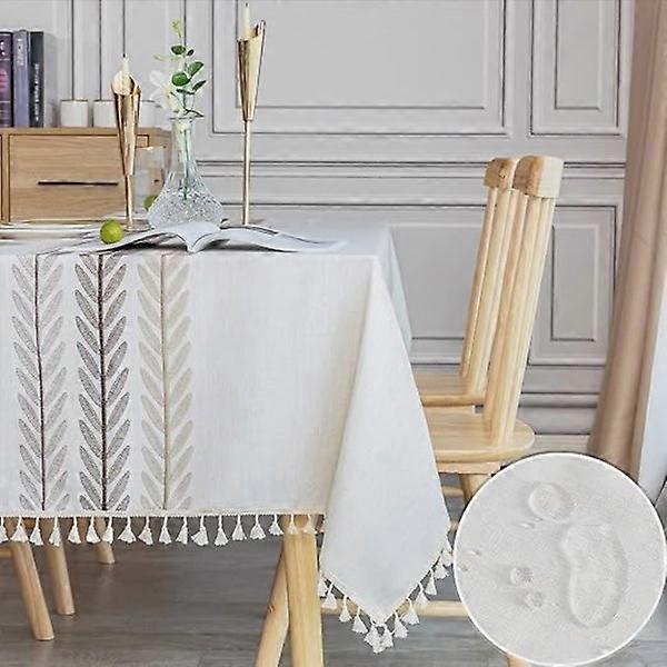 1 Pcs Waterproof Tablecloth Rectangular Tablecloth Cotton Linen 14