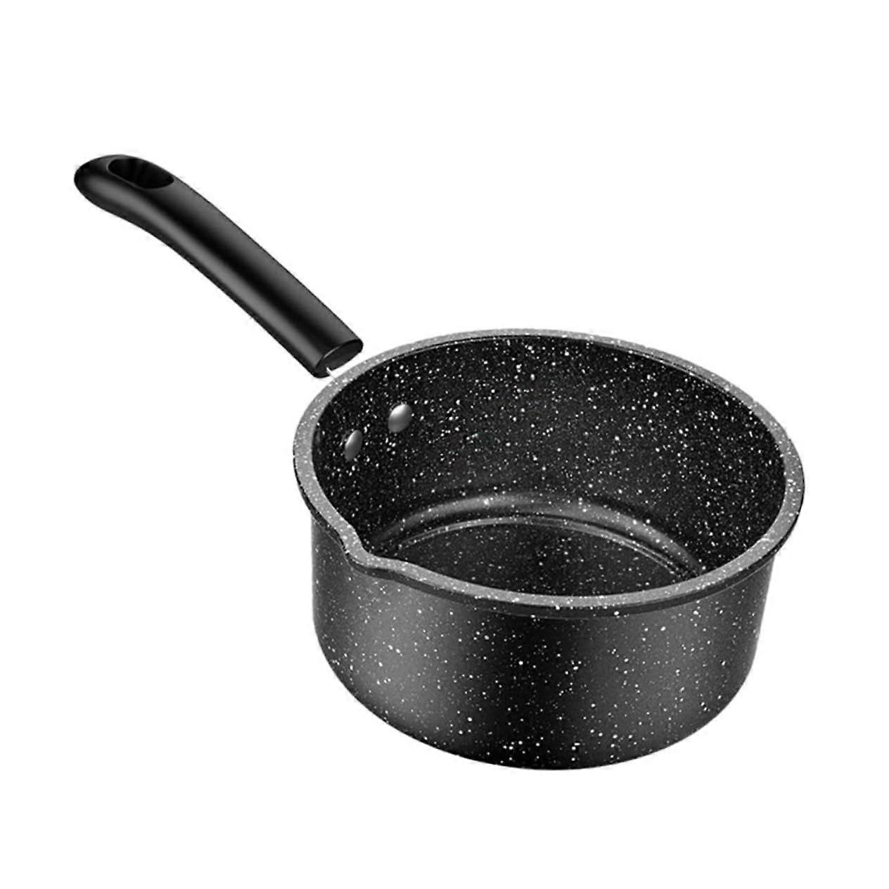 Maifan Milk Pot Stone Cookware 1L Stainless Steel Soup Pot with Lid Non-Stick Seafood Steamer Frying Pan Black