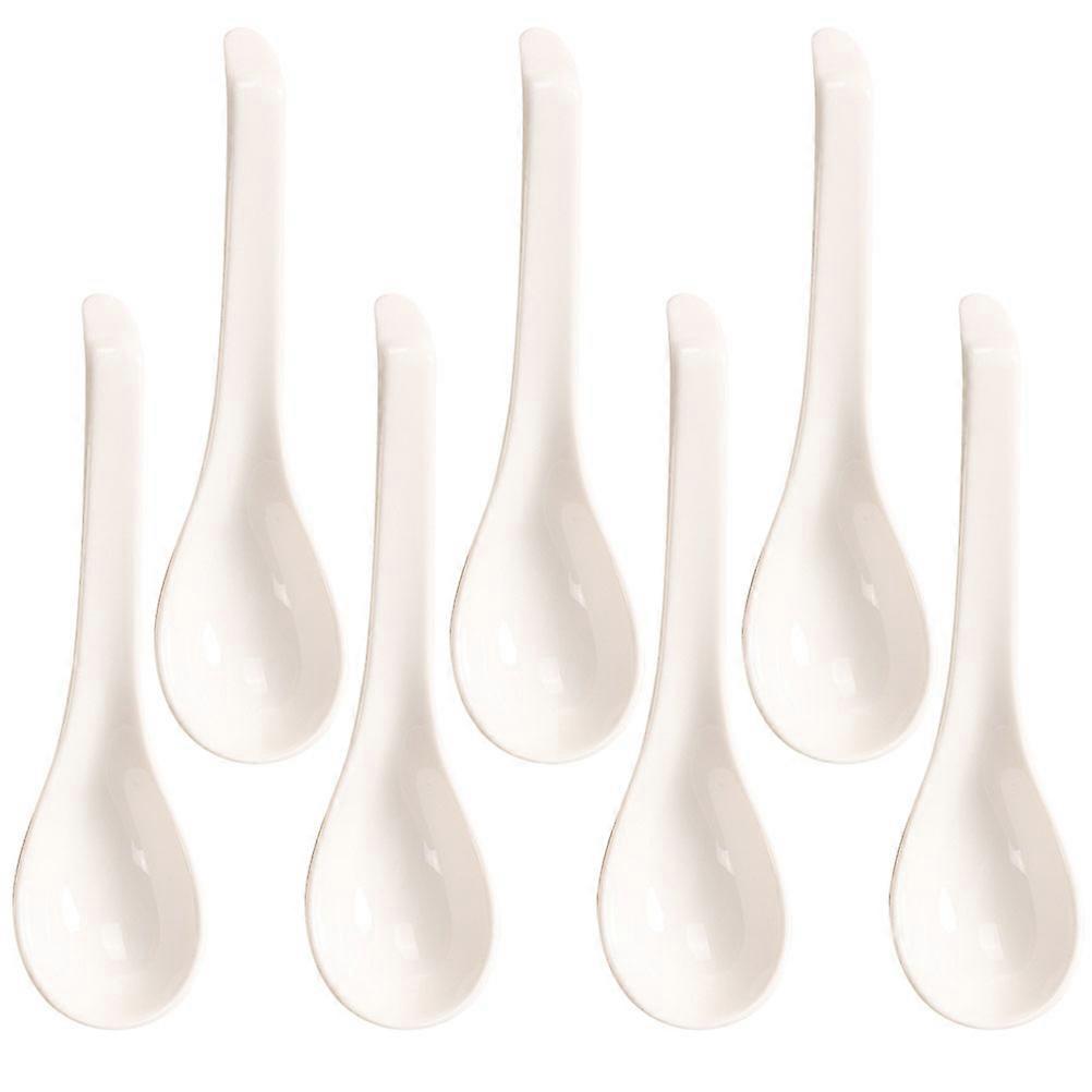 White Ceramic spoons for Home Use with High Grade Material and Unique Design 6 Pcs