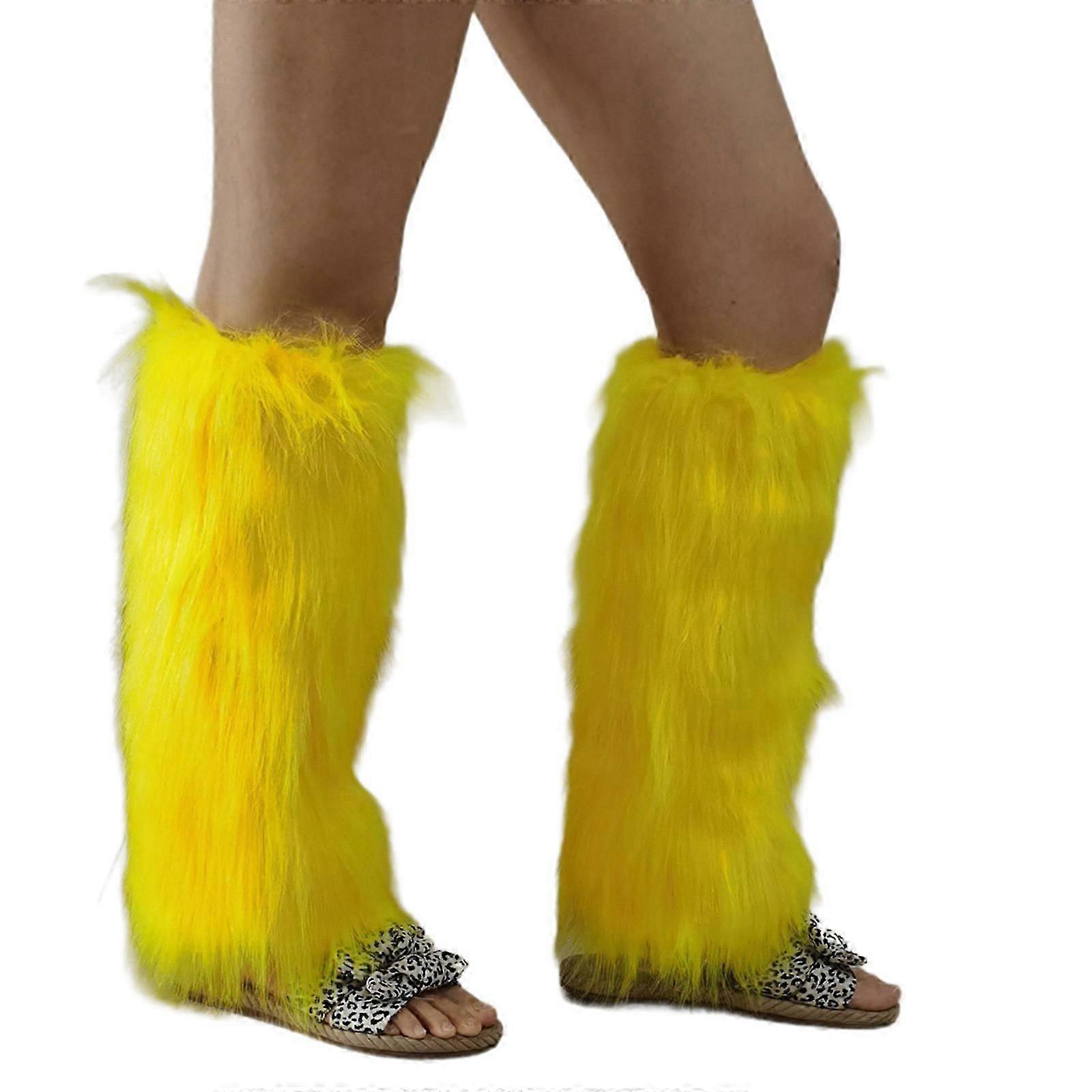 נשים בנות יפנית צבע אחיד קטיפה רגל חם גרביים חורף חם צהוב בהיר מטושטש מגף חפתים באורך הברך כיסוי רגל A15