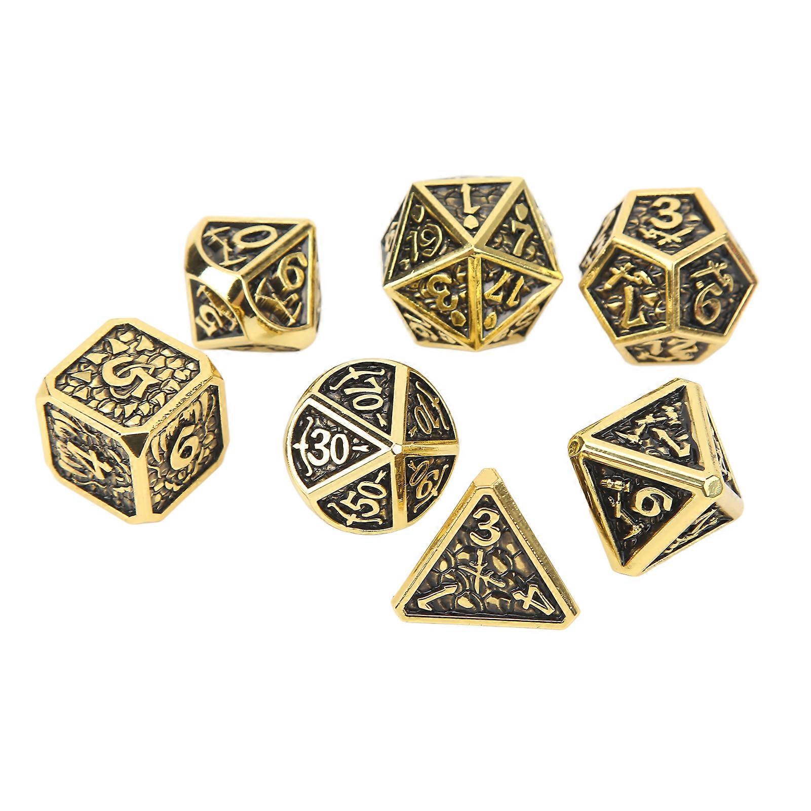 7-Piece Elegant Metal Polyhedral Dice Set for RPGs and Social Events
