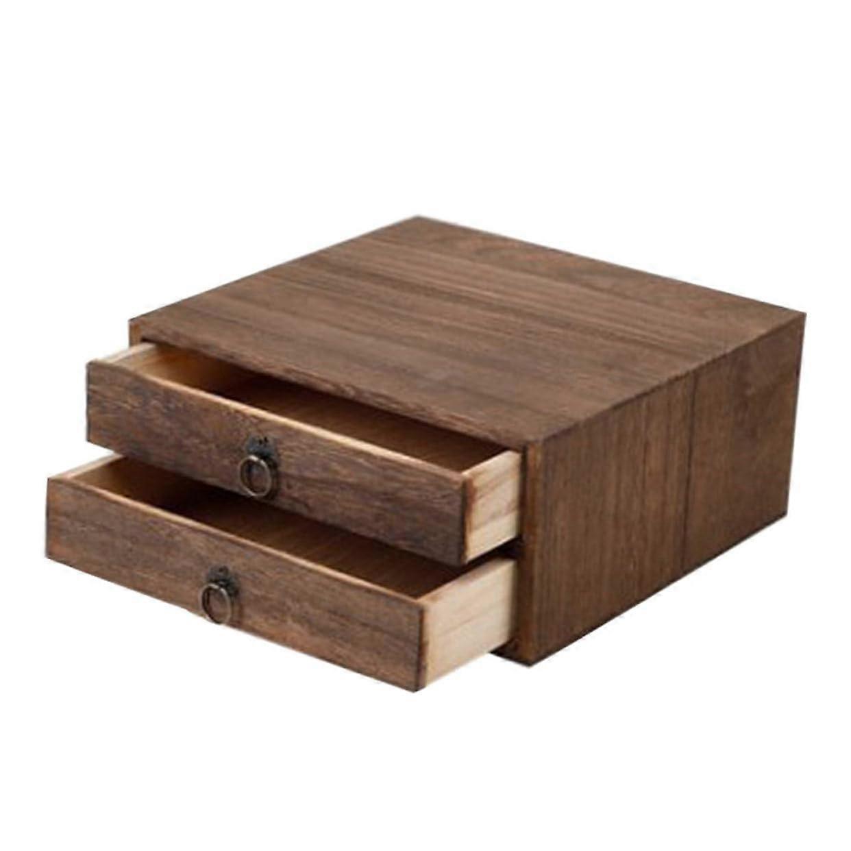 Vintage Wooden Tea Box Set with Multiple High-Quality PU Compartments for Tea Cakes, Retro Design Tea Storage for Lovers