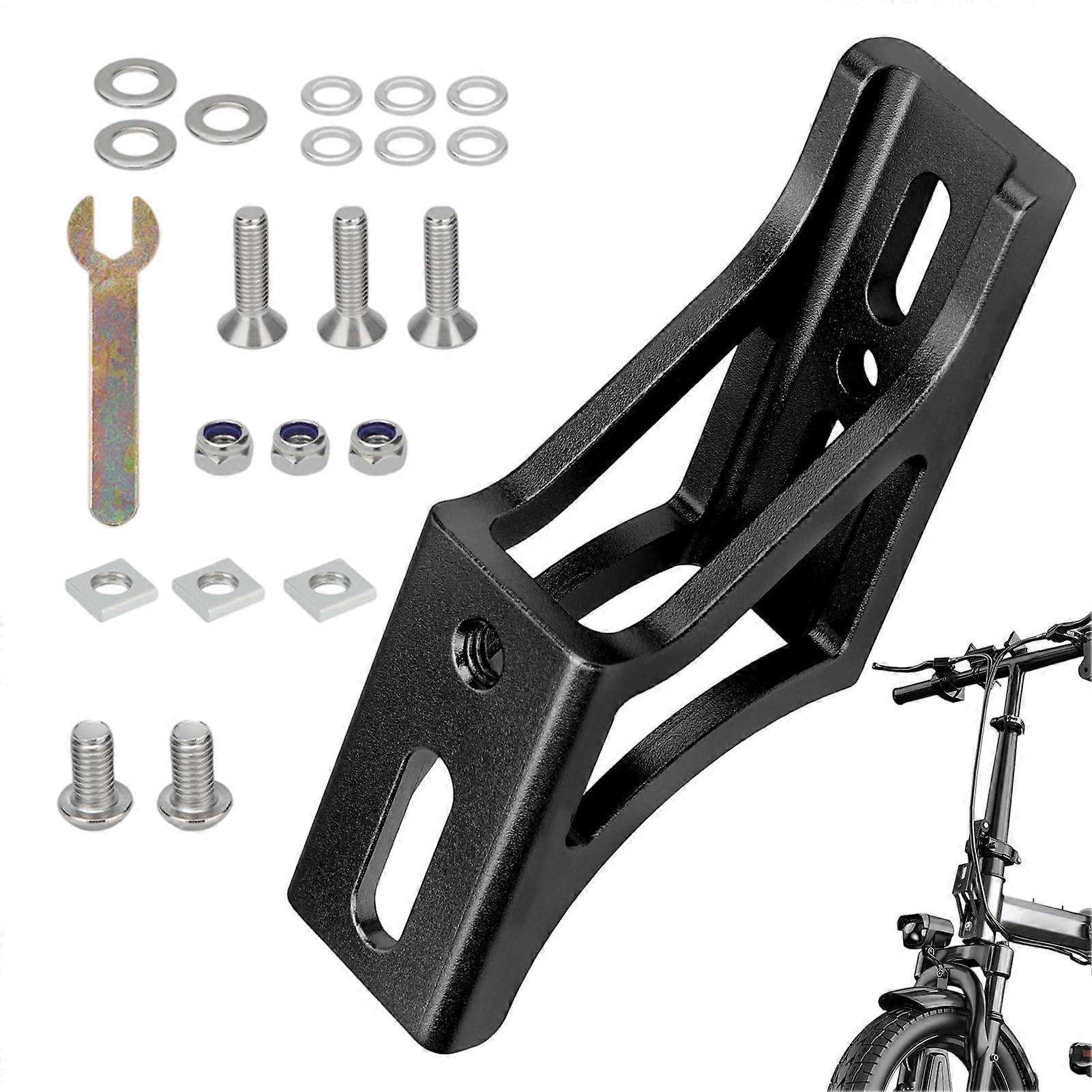 Adjustable Front Carrier Holder for Folding Bikes, Height-Adjustable Front Luggage Rack for Compact Bicycles - Black