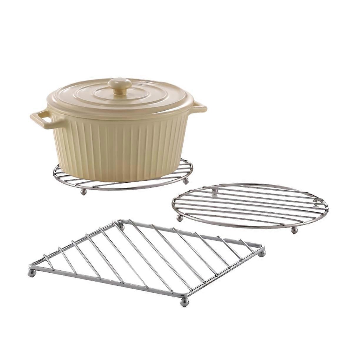 Stainless Steel Trivet Set of 3 HeatResistant Countertop Protector for Hot Pots/Pans, Square & Roun