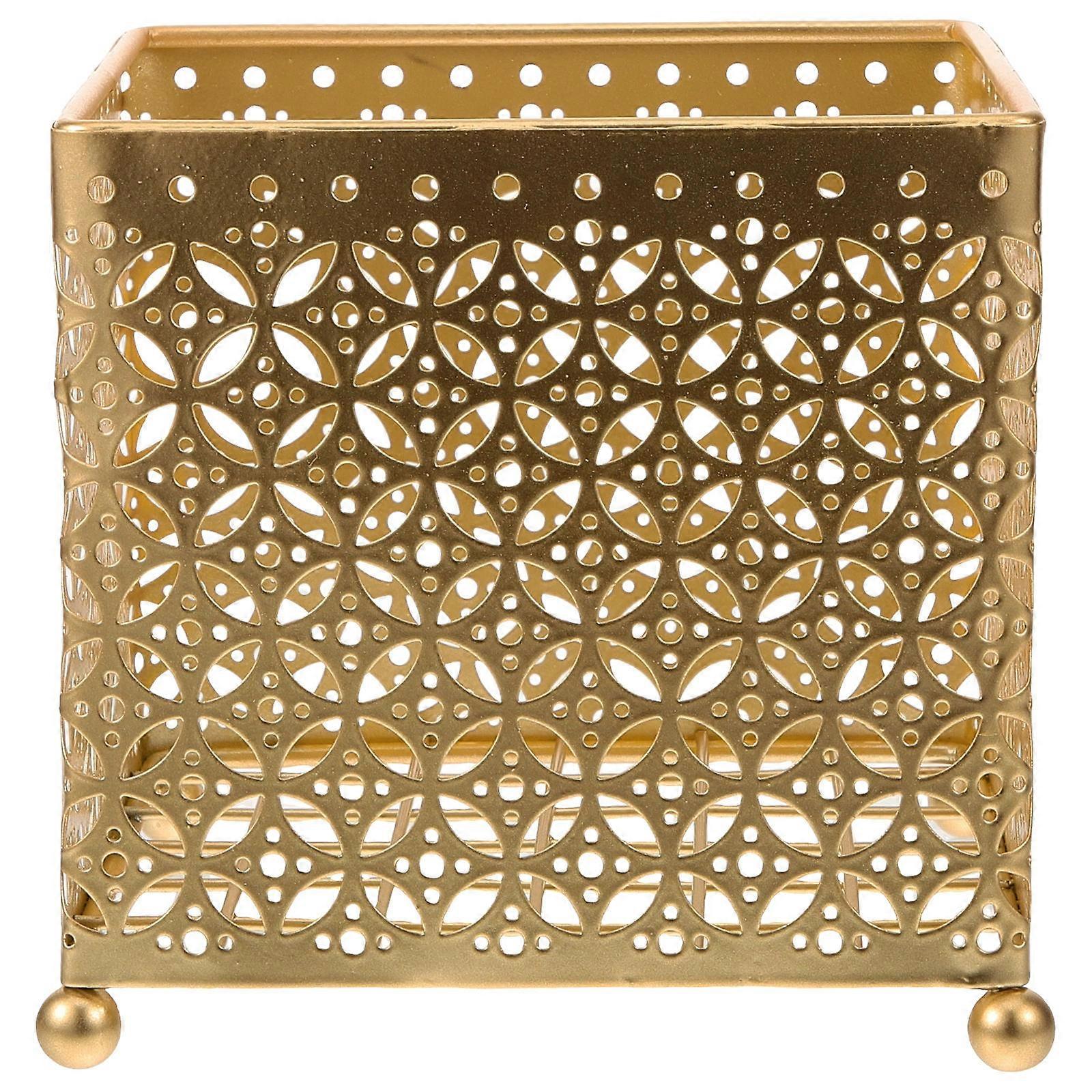 Coffee Holder Golden Metal Basket Organizer Multi Functional Storage