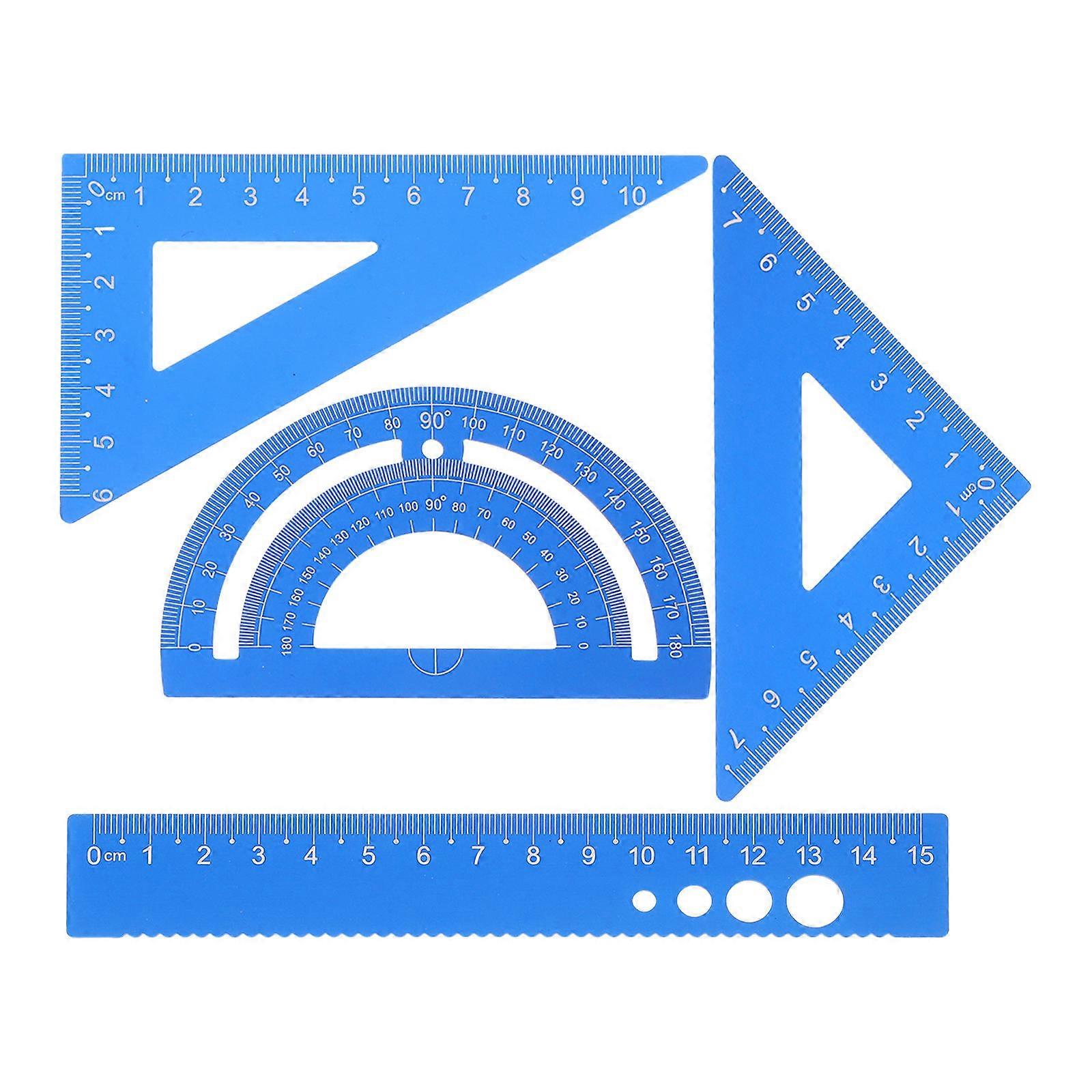 Aluminum Alloy Triangle Ruler Set with Protractor and Straight Ruler for School and Professional Drawing Tools