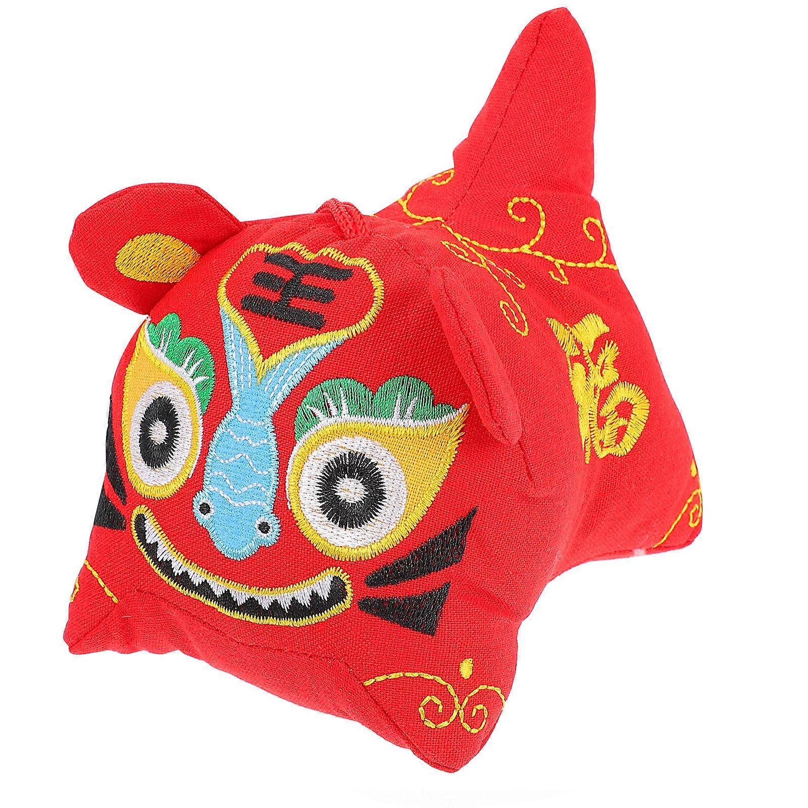 Chinese Ancient Tiger Doll for Decoration Made of PP Cotton Red Color Lovely Adorable Home Ornament 1pc