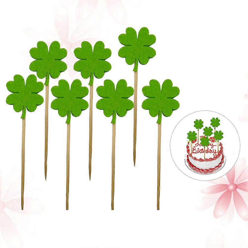 12Pcs Green Birthday Cake Toppers For Design Parties And Celebrations Featuring Clover Shape