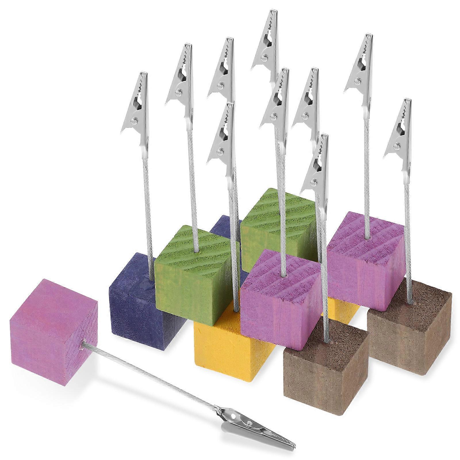 Multi-functional Desktop Photo Clips For Parties With Simple Style And Wooden Base For Displaying Pictures 10Pcs