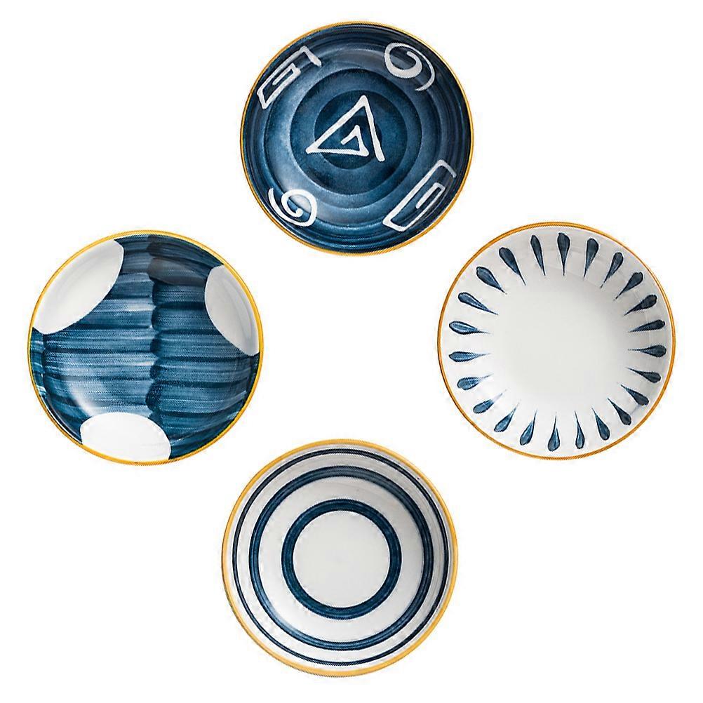 Ceramic Sauce Dish 4Pcs Dipping Seasoning Holder Navy Color Suitable For Restaurant Use Special Occasions