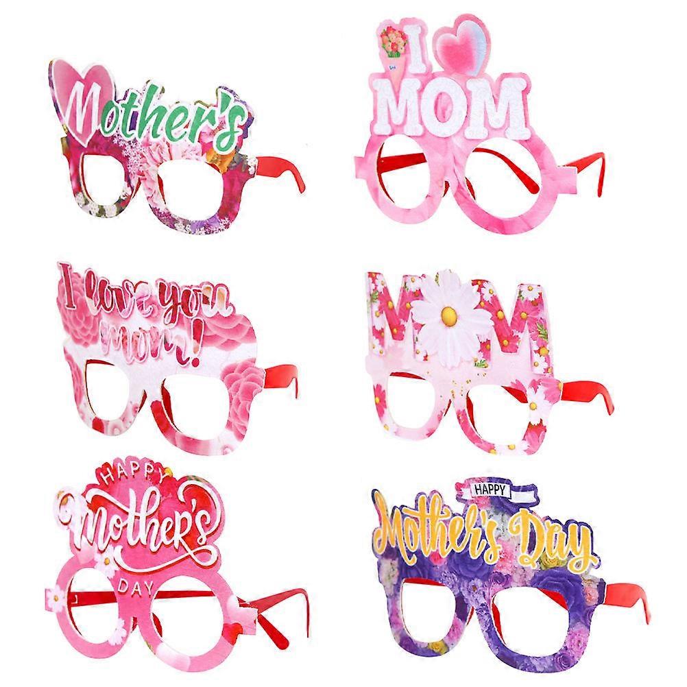 Funny Party Eyeglasses Frames For Mothers Day Celebration Assorted Color Holiday Party Accessory 6Pcs