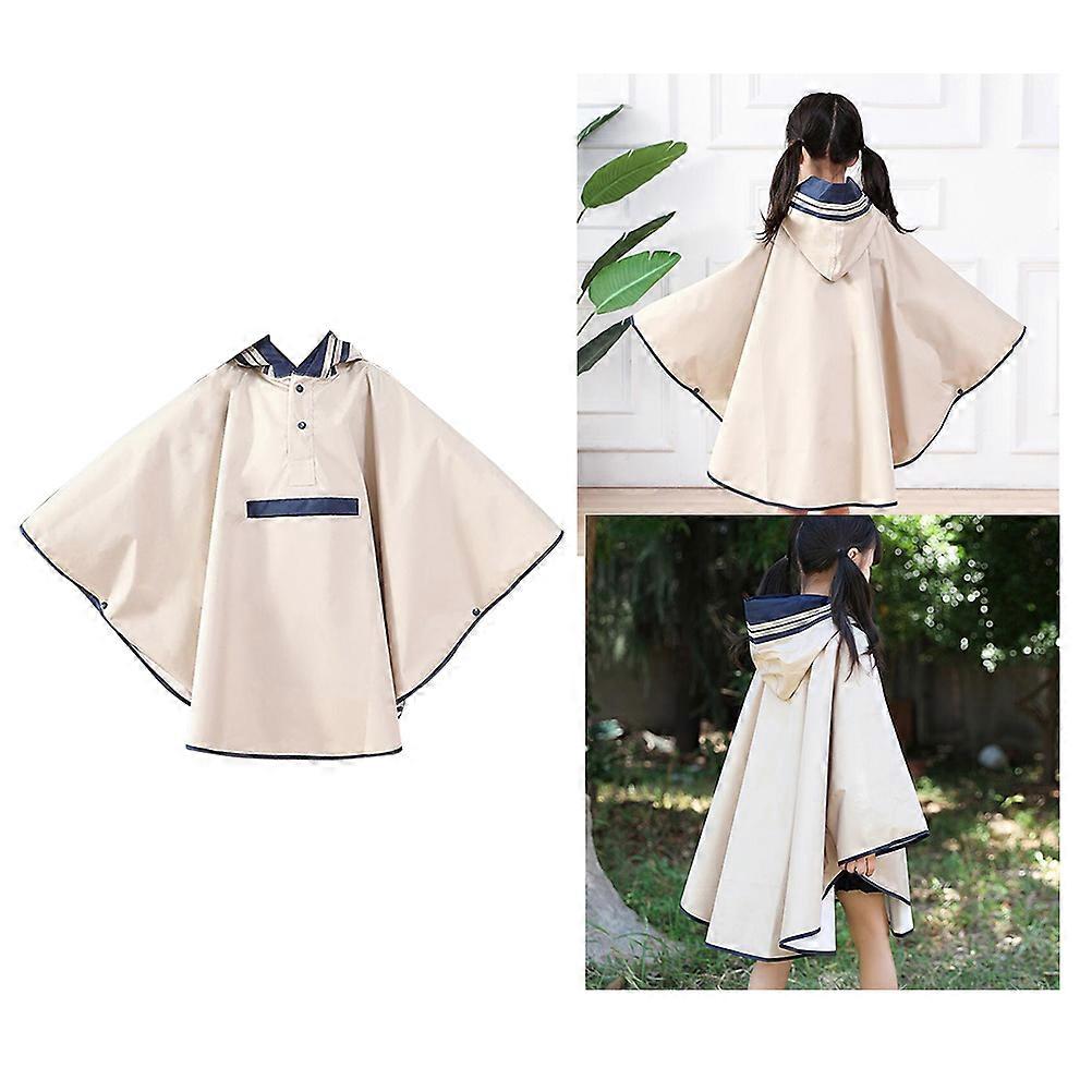 One-Piece Raincoat For Kids Waterproof Design Ideal For Rainy Days And Travel With Beige Color 1Pcs