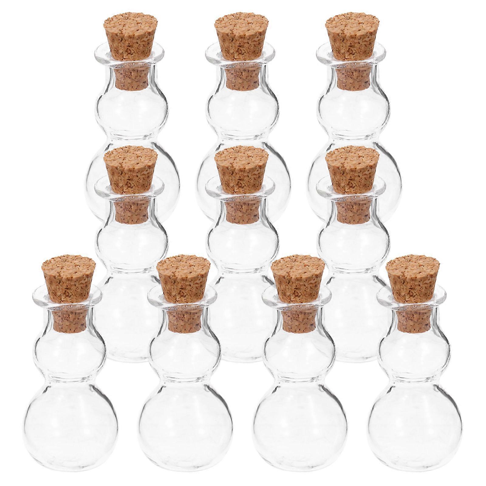 زجاجات زجاجية صغيرة مع أغطية من الفلين للزينة DIY والاستخدام المنزلي زجاج ملون متنوع وفلين 10 قطع