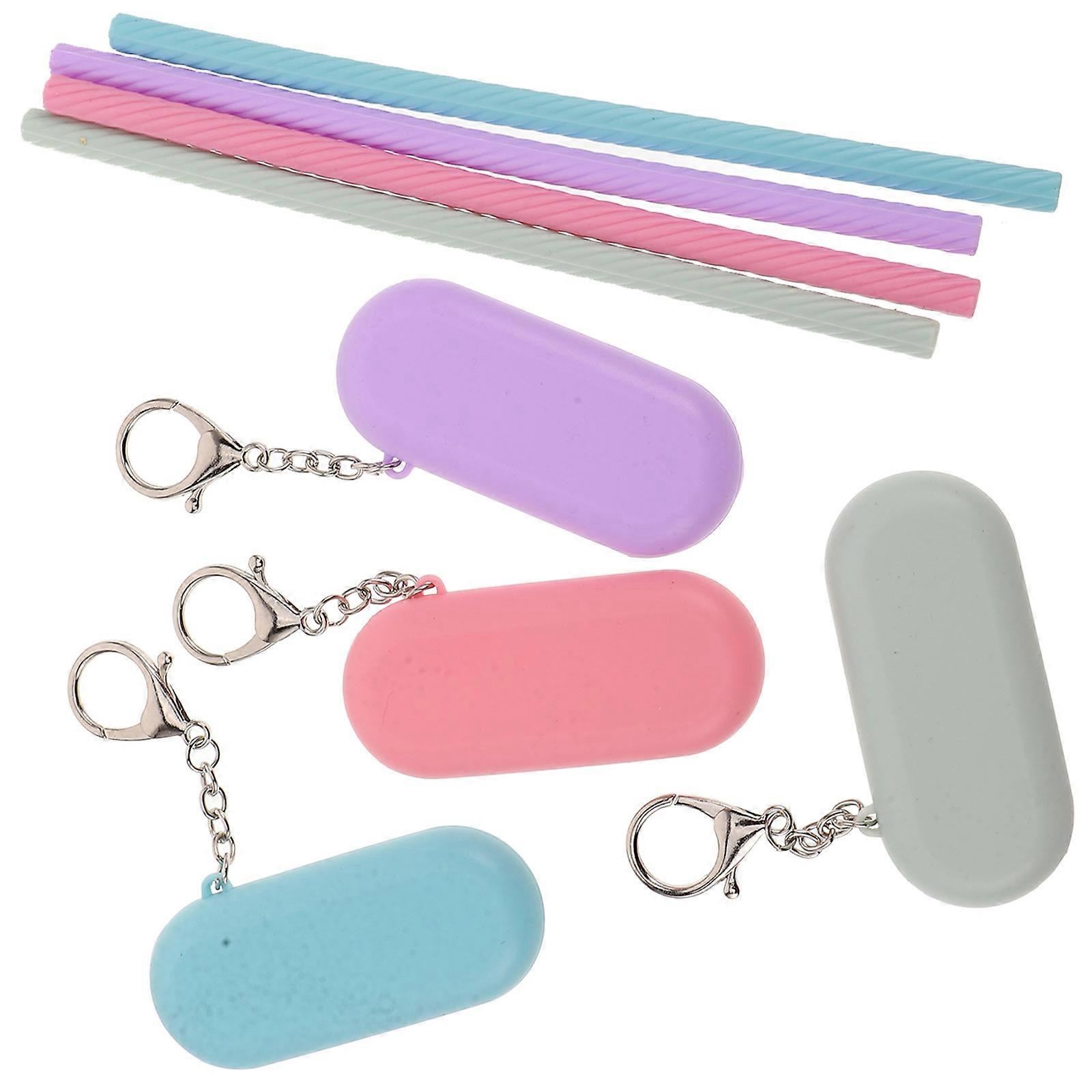 Convenient Silicone Straws With Cleaner For Drinking At Home Party 4 Sets