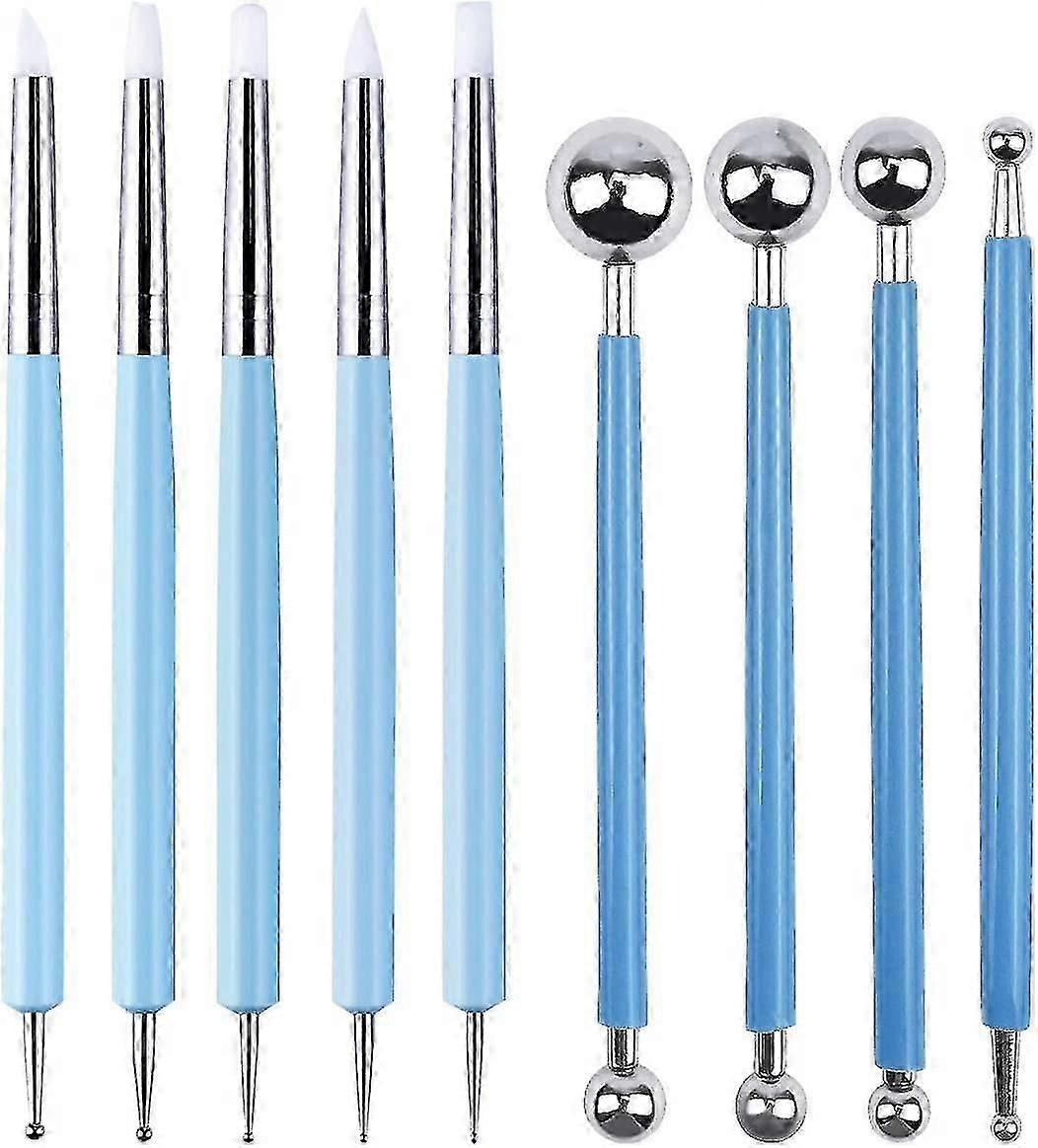 Clay Tool, Ceramic Tool Double-end Modelling Tool Set 4 Pieces Ball Stylus Dotting Tools 5 Pieces Fi