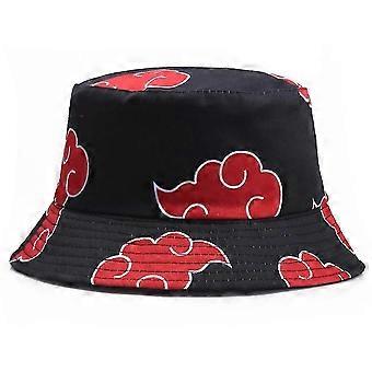 Anime Naruto Akatsuki Red Cloud Bucket Hat Unisex Fisherman Fisher Beach Sun Cap Fans Birthday Gifts