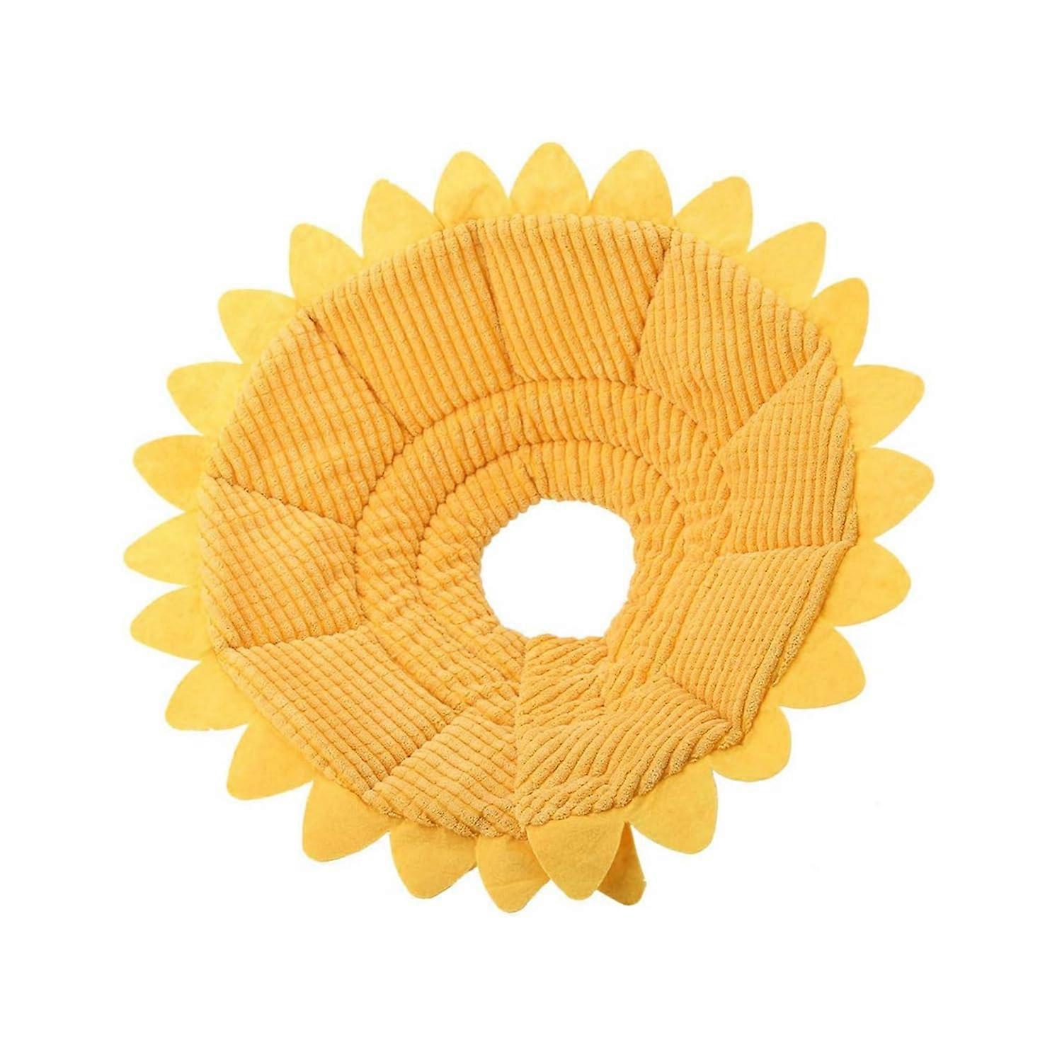 Protective Collar for Dogs and Cats, Adjustable Inflatable Recovery Collar, Soft Edges, Sunflower Design, Elizabethan Style