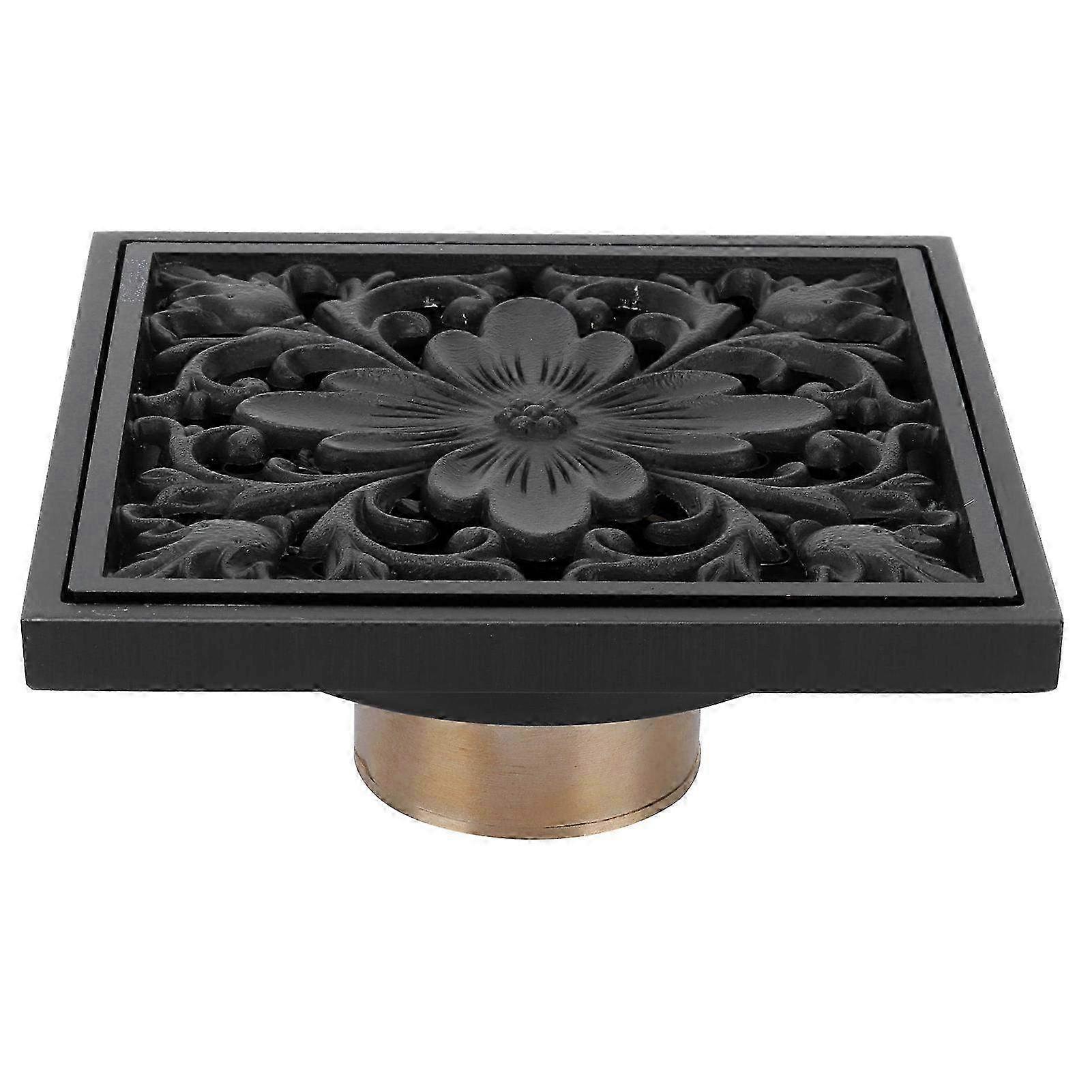 10x10cm Black Copper Floor Drain - Odor-Resistant Concealed Strainer for Bathroom & Hotel Use - Premium Quality Home Accessory