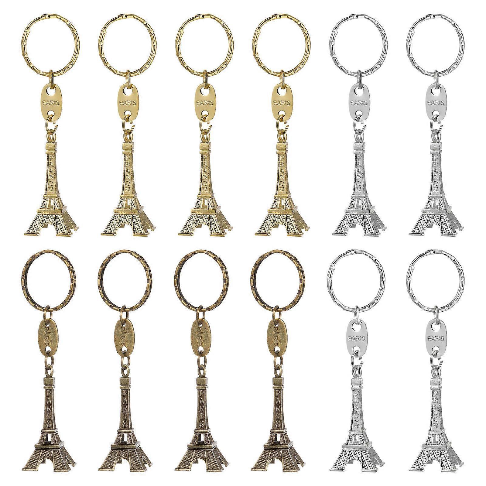 Retro Mini Keyring Eiffel Tower Pendant Decoration For Cell Phone Bag Car Assorted Color Gift 96Pcs