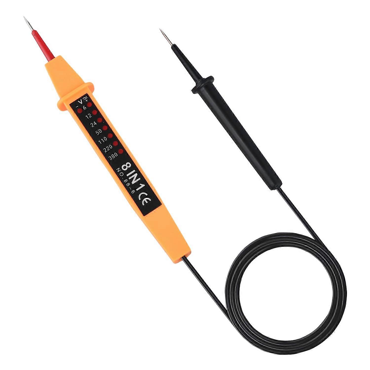 6V-380V Electric Circuit Tester, 8-In-1 AC/DC Voltage Tester Pen LED Display, Bipolar Function For Electronics & Mech.