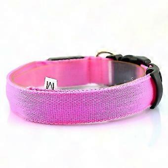 Glowing LED Dog Collar for Night Safety Anti-Lost Pink Size L