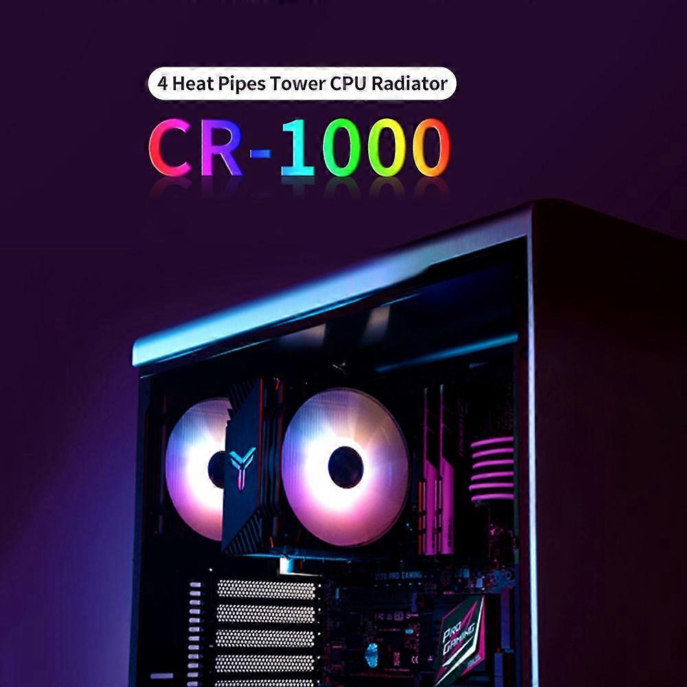 Jonsbo CPU Radiator 4 Heat Pipes Tower CPU Cooler CR-1000(Colorful) Replacement for Intel LGA1200/Intel 1151/AMD AM4/FM2+