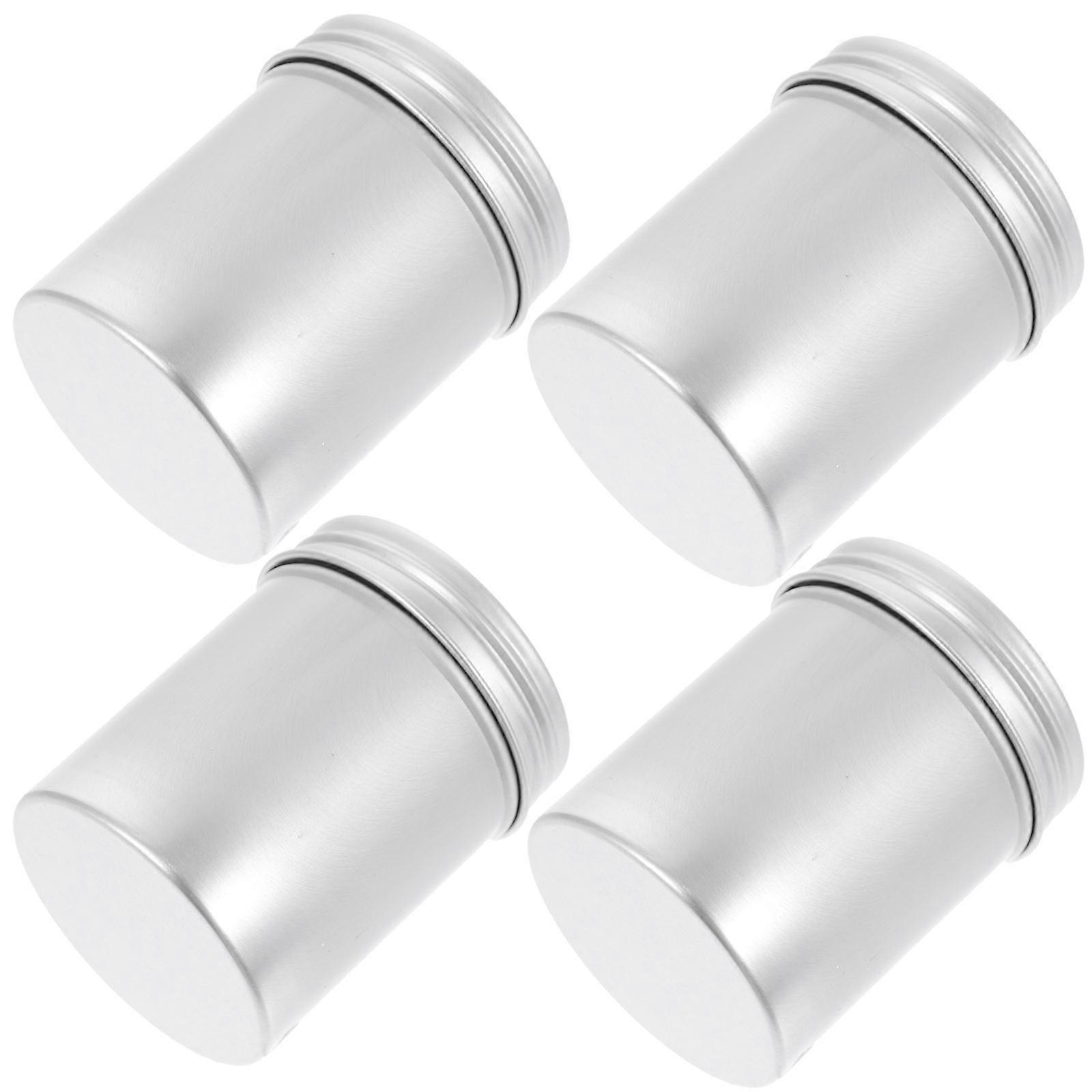 Tea Canister Storage Can Hair Wax Container for Party Use Aluminum Silver Multi-Use 4Set