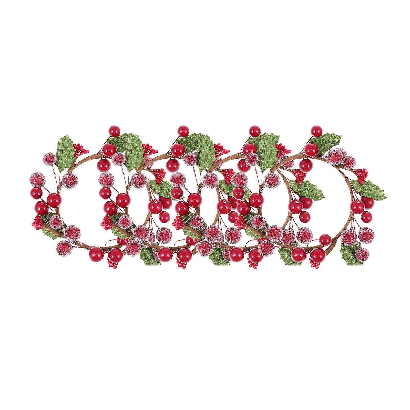 Berry Garland Simulated Berry Garland Cup Gift Decoration Red Foam Polyester Iron Decorative 4Pcs