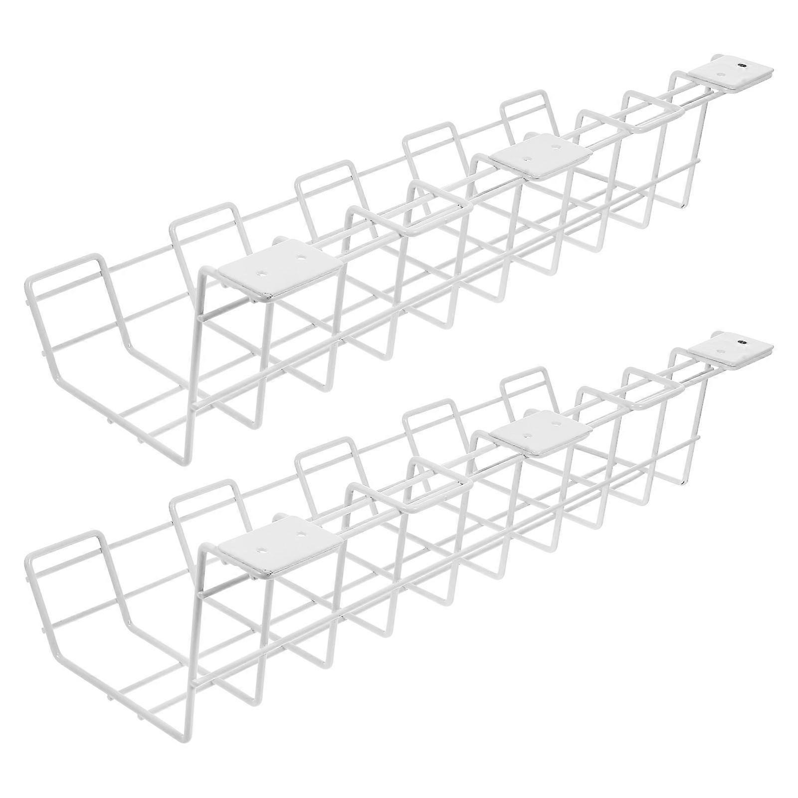 Wire Management Under Desk Cable Holders for Home Use Iron White Color with Storage Function 2Pcs