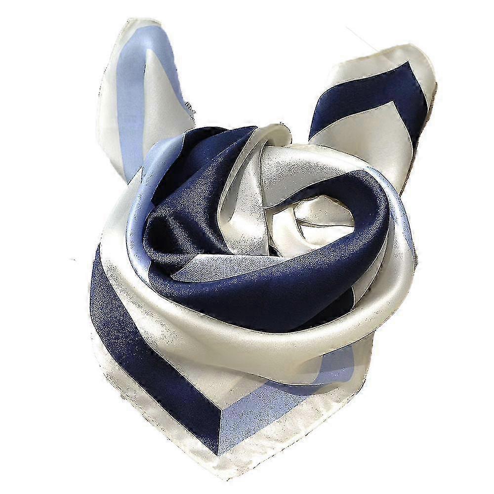 Elegant Ladies Silk Hand Scarf, Medium Square Satin Scarf with Fashion Color Block Design