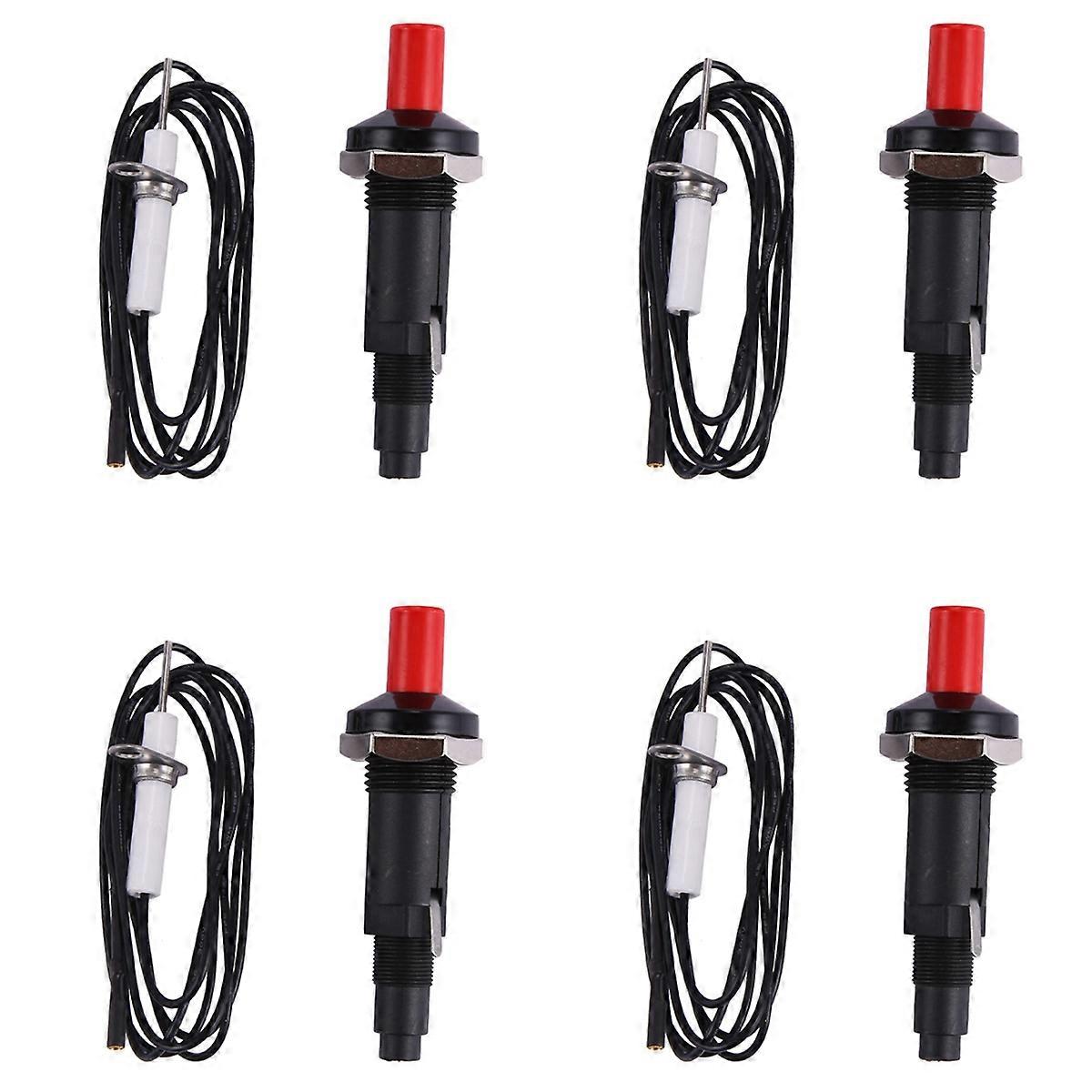 4X Piezo Ignition Set with Cable 1000mm Long Push Button Kitchen for Gas Stoves Ovens