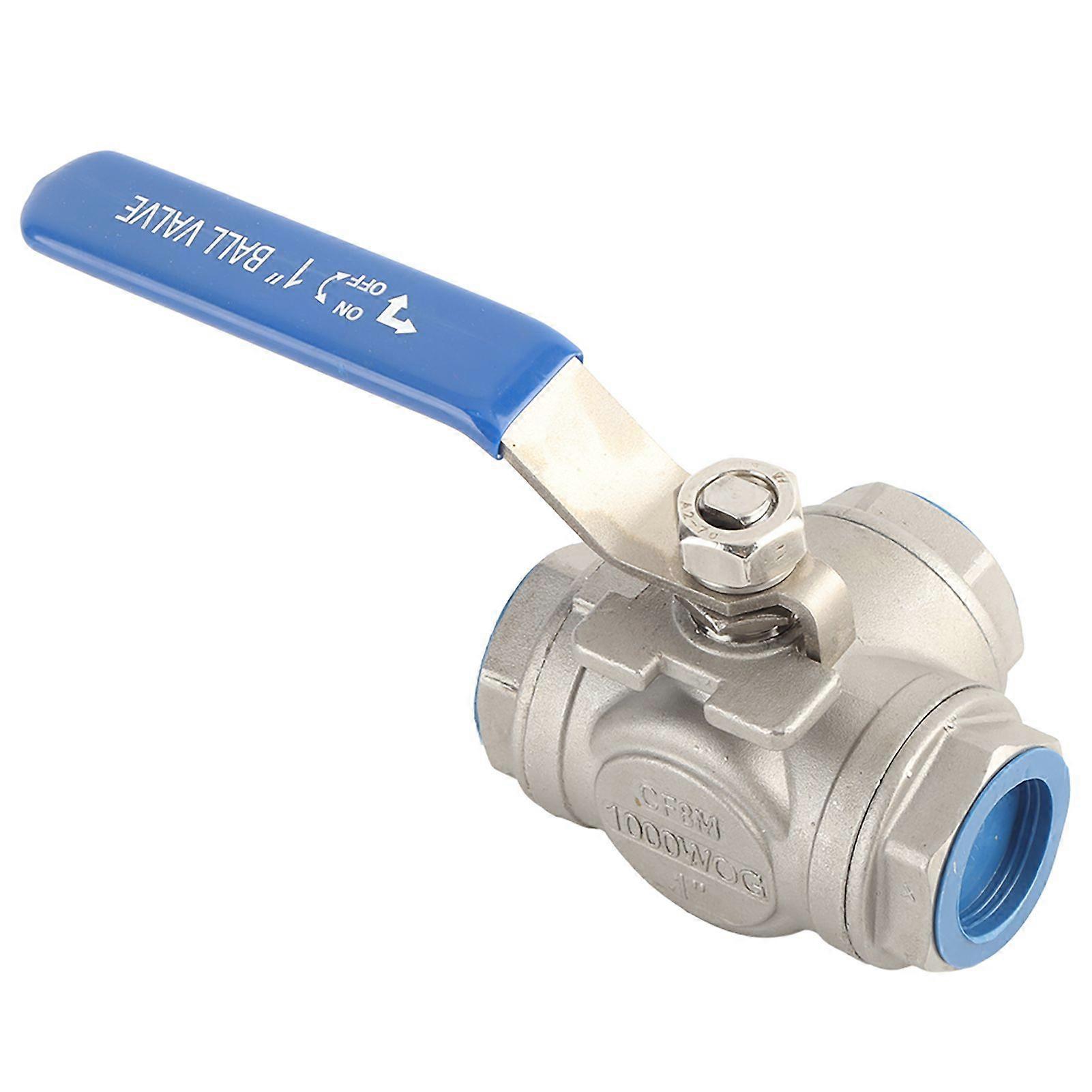 1pc Stainless Steel SUS304 Pipe Ball Valve Three Way L Type Female Thread 1" DN25