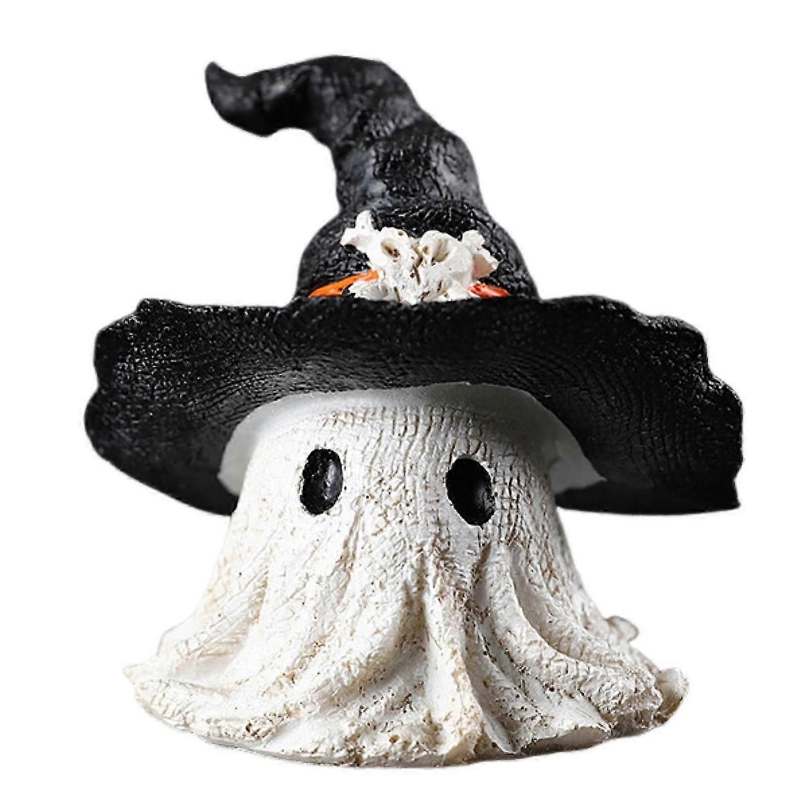 Halloween Ornament Ghost Mage Style Resin Statue Playful Smile Face Figure Lightweight Halloween Party Decor
