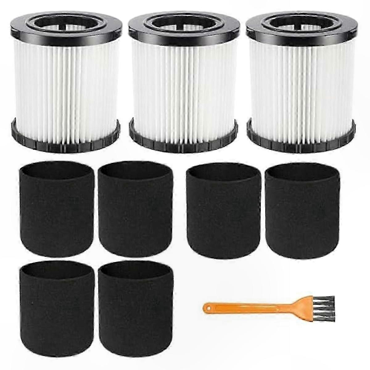 3-Pack HEPA Filters with 6 Foam Sleeves for 20V MAX Wet/Dry Vacuums
