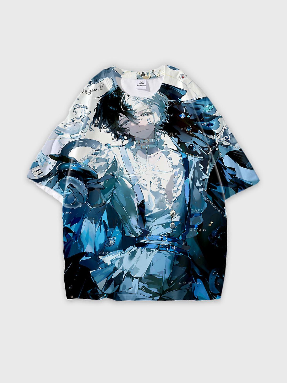 T-Shirt Short Sleeve Round Neck, Summer Casual Loose Graphic Tee, Unisex Pattern U2781