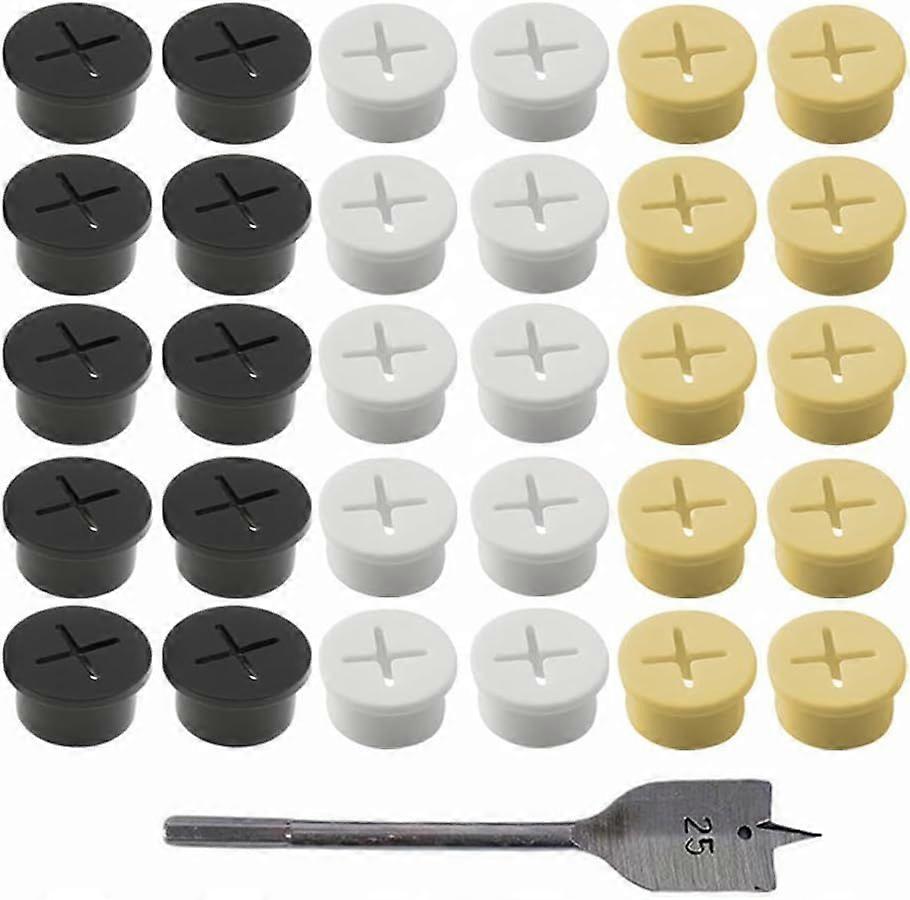 30 Pieces Flexible Silicone Cable Grommets Cable Hole Cover Office Cable Grommets with 1 Drill Rubber Wire Grommet Supplied Silicone Cable Grommet for