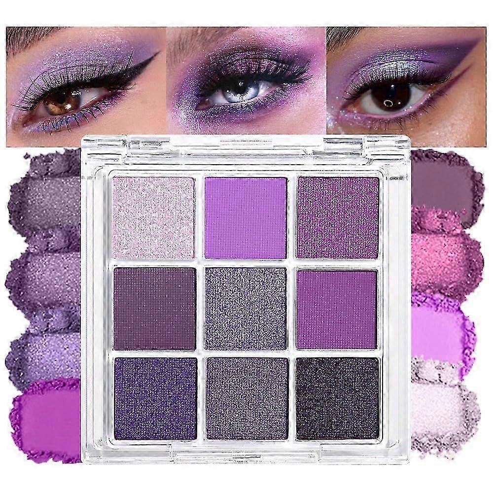 Black Silver Gray Smokey Eyeshadow Palette,Black and White and Sparkly Eye Shadow,Highly Pigmented Smokey(Purple)