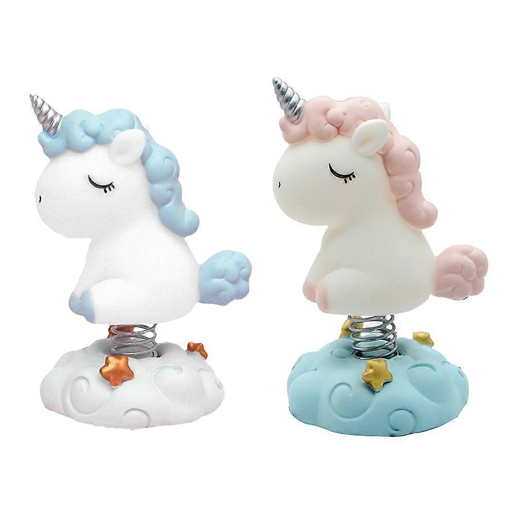 Resin Unicorn Cake Vehicle Decor Office Use Elegant Shape Material 2Pcs