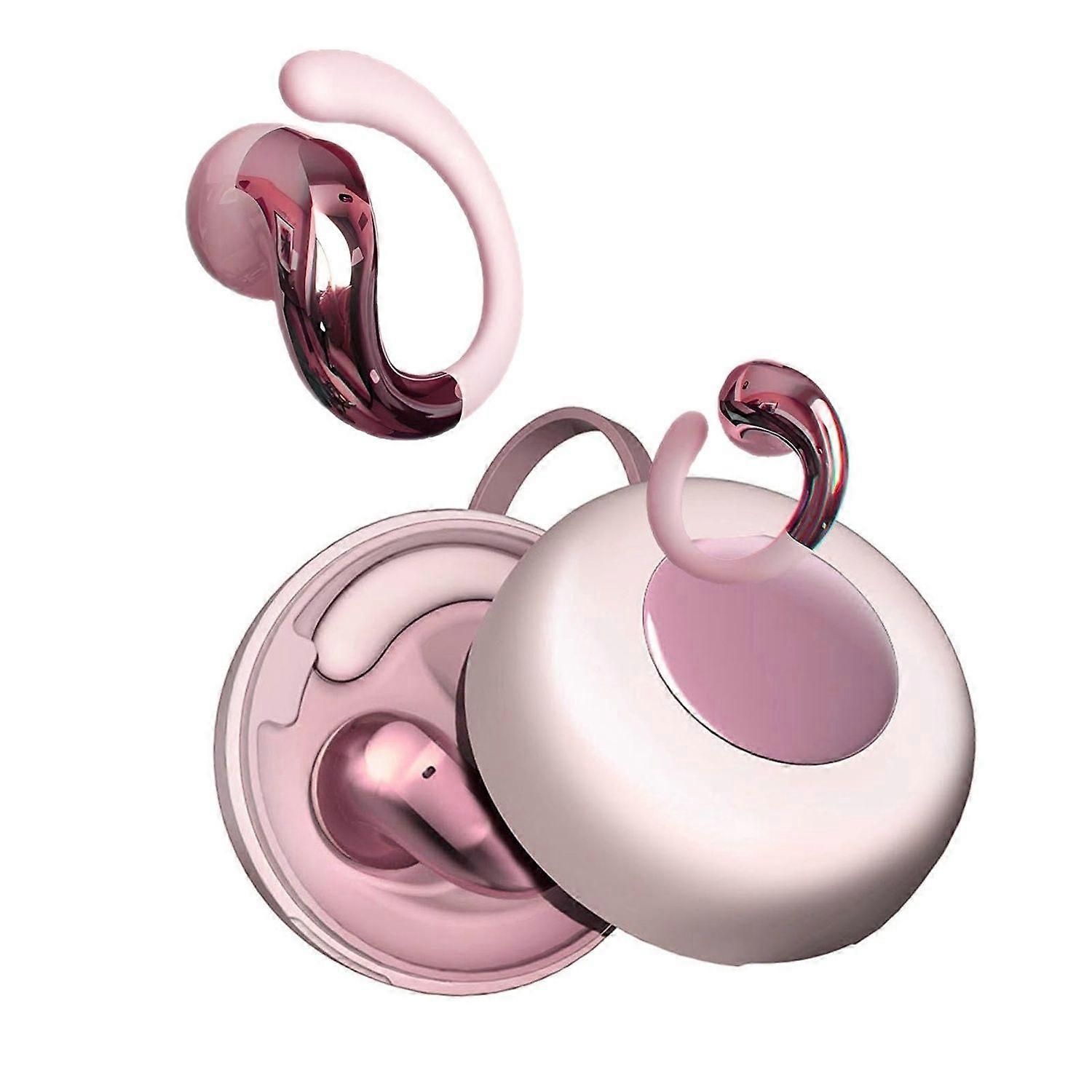 Ear Clip Ear Loop Earbuds Bluetooth Wireless Ear Clip Earphones Earbuds with Ear Hook for iPhone Android Earphones Bluetooth Earbuds(Pink)