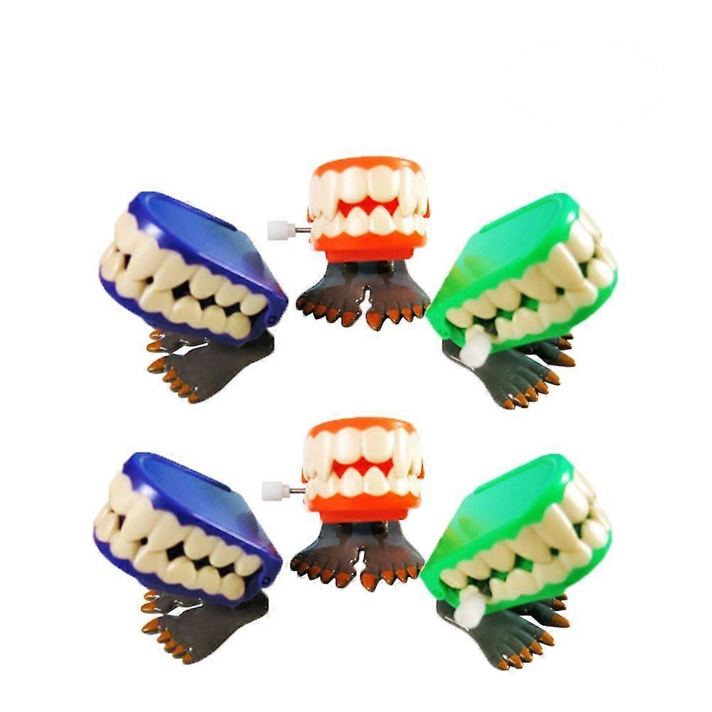6PCS Novelty Funny Vibrating Wind Up Toys Walking Wind Up Teeth with Feet (Random Color)