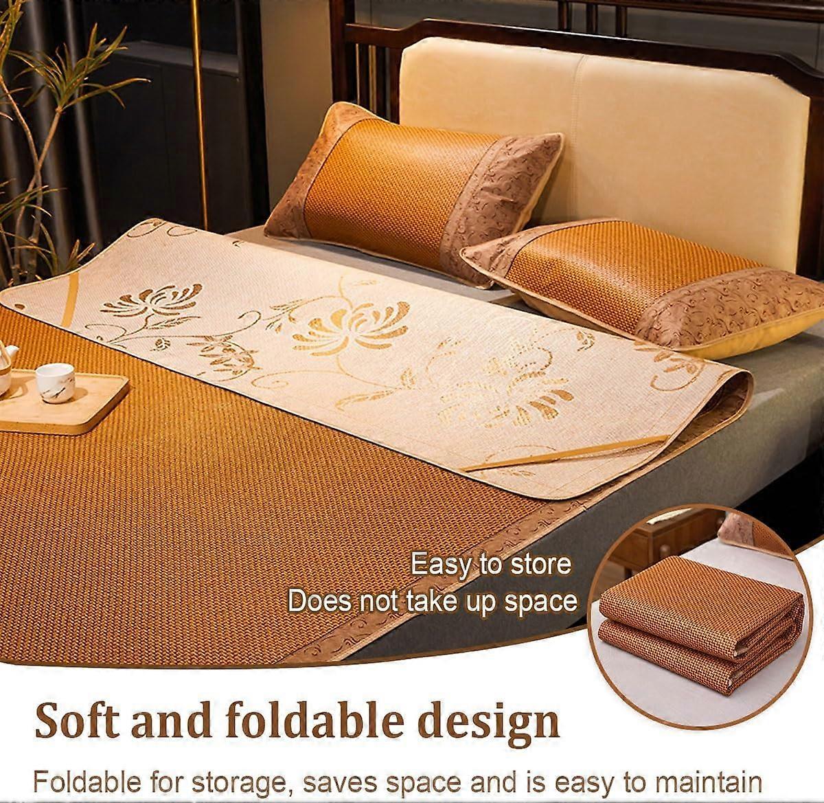 Bamboo Mattress Sleeping Mat Foldable Double-Sided Cooling Fitted Sheet Multicolor 200x220 Cm Color C