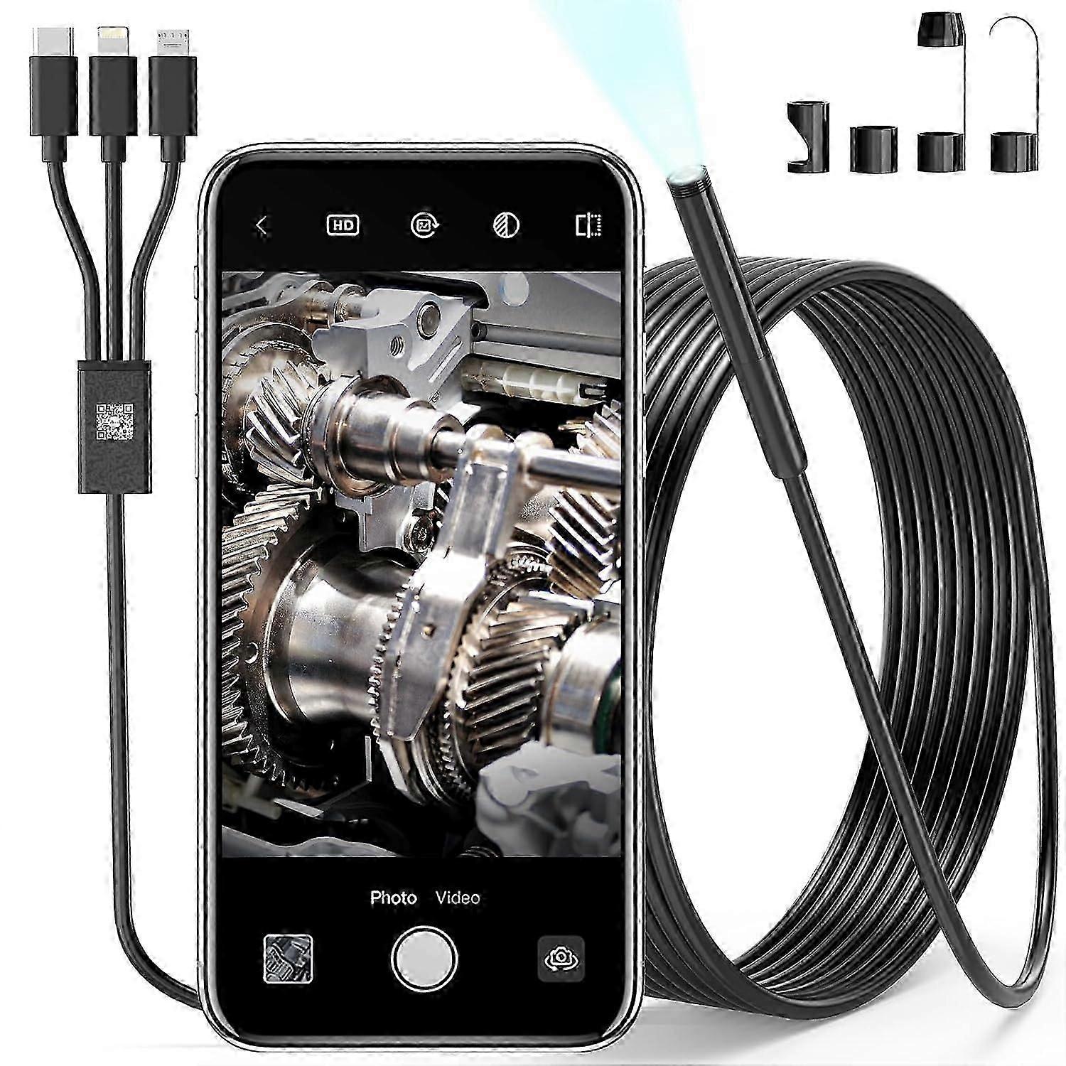 Endoscope Camera with Light, 1080P HD Borescope with 6