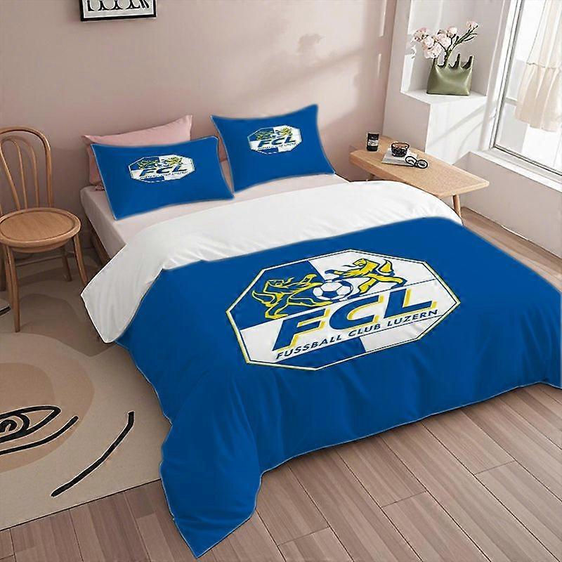 طقم أغطية لحاف TE96 3 قطع FC Luzern - طباعة رقمية ناعمة ومريحة للفراش ، ديكور منزلي ، بوليستر مقاوم للتمزق ، يتضمن 1 Duve