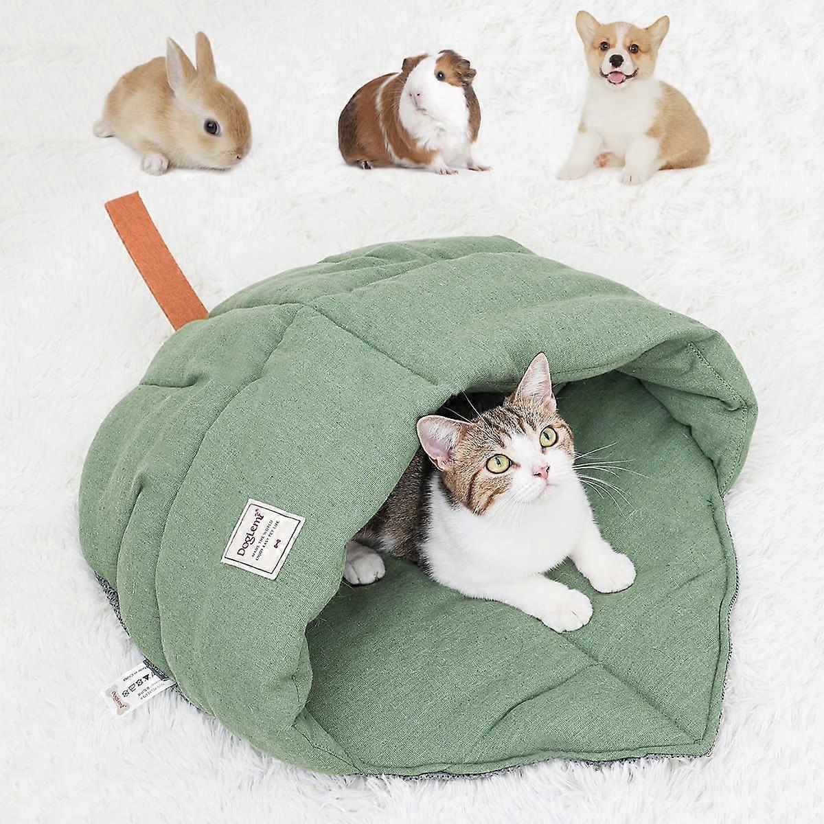 Cat Sleeping Bag Durable Linen Leaf Shape Bed Large Pet Cave Anti Slip Indoor Nest 19.3 By 30.3 Inches