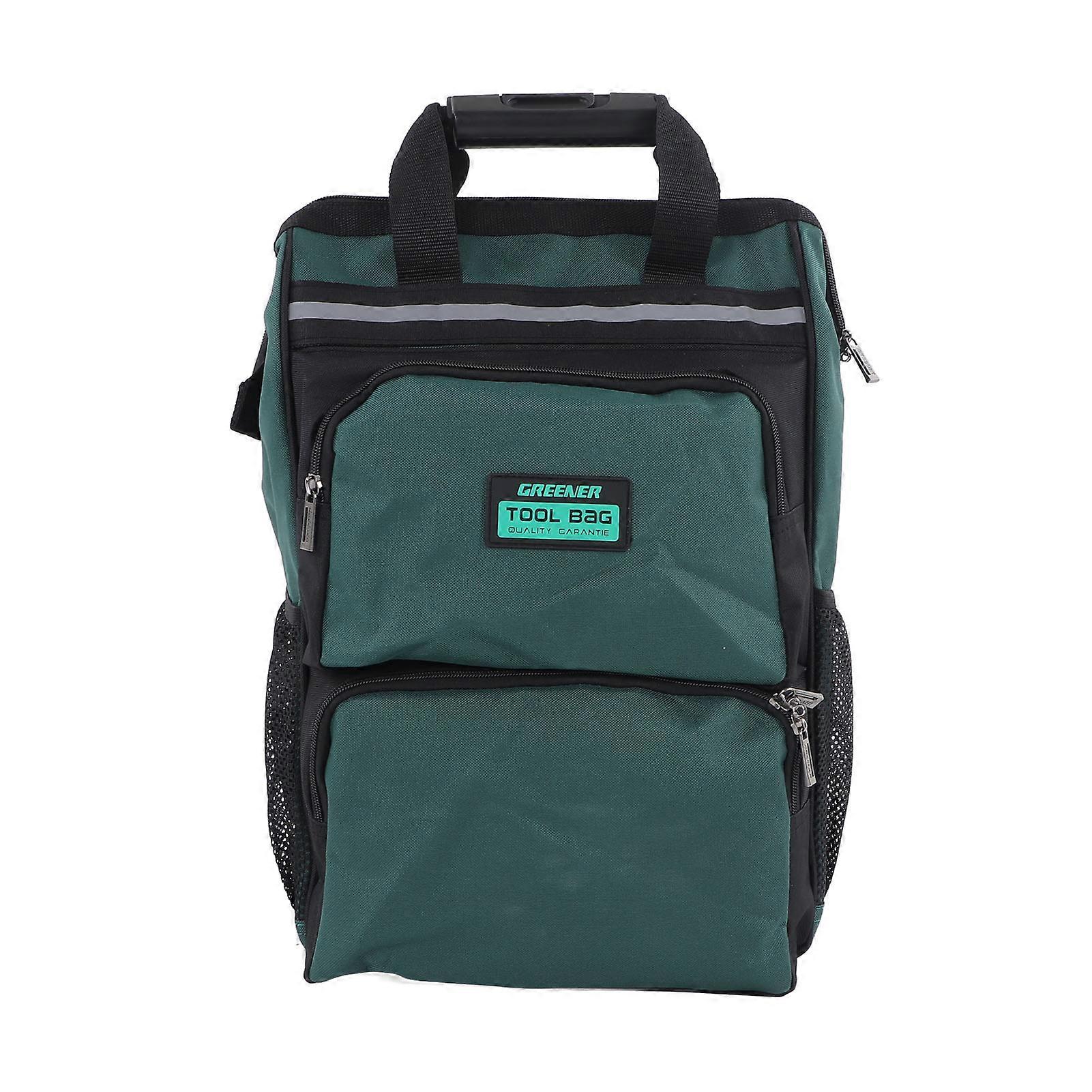 Wear-resistant canvas tool backpack, large capacity, multi-compartment, portable, for electrician, height 48 cm