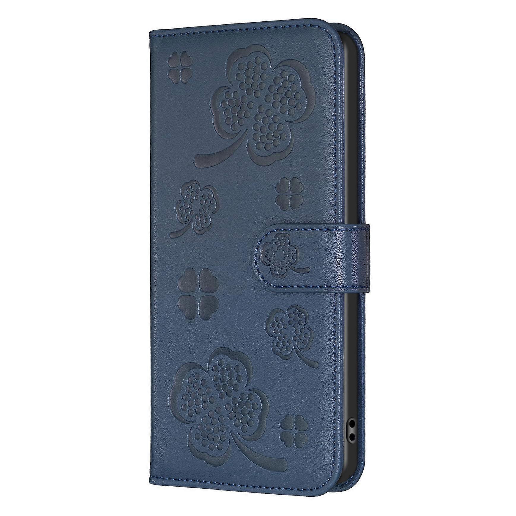 Case for iPhone XR Flower Clover Design Shockproof  Leather Slim Flip Wallet Card Holder Stand Magnetic Folio Blue
