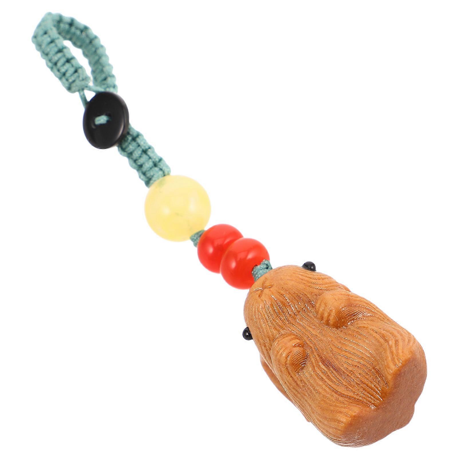 Wooden Animal Pendant Rabbit Phone Charms 3Pcs Bunny Keychain for Decoration