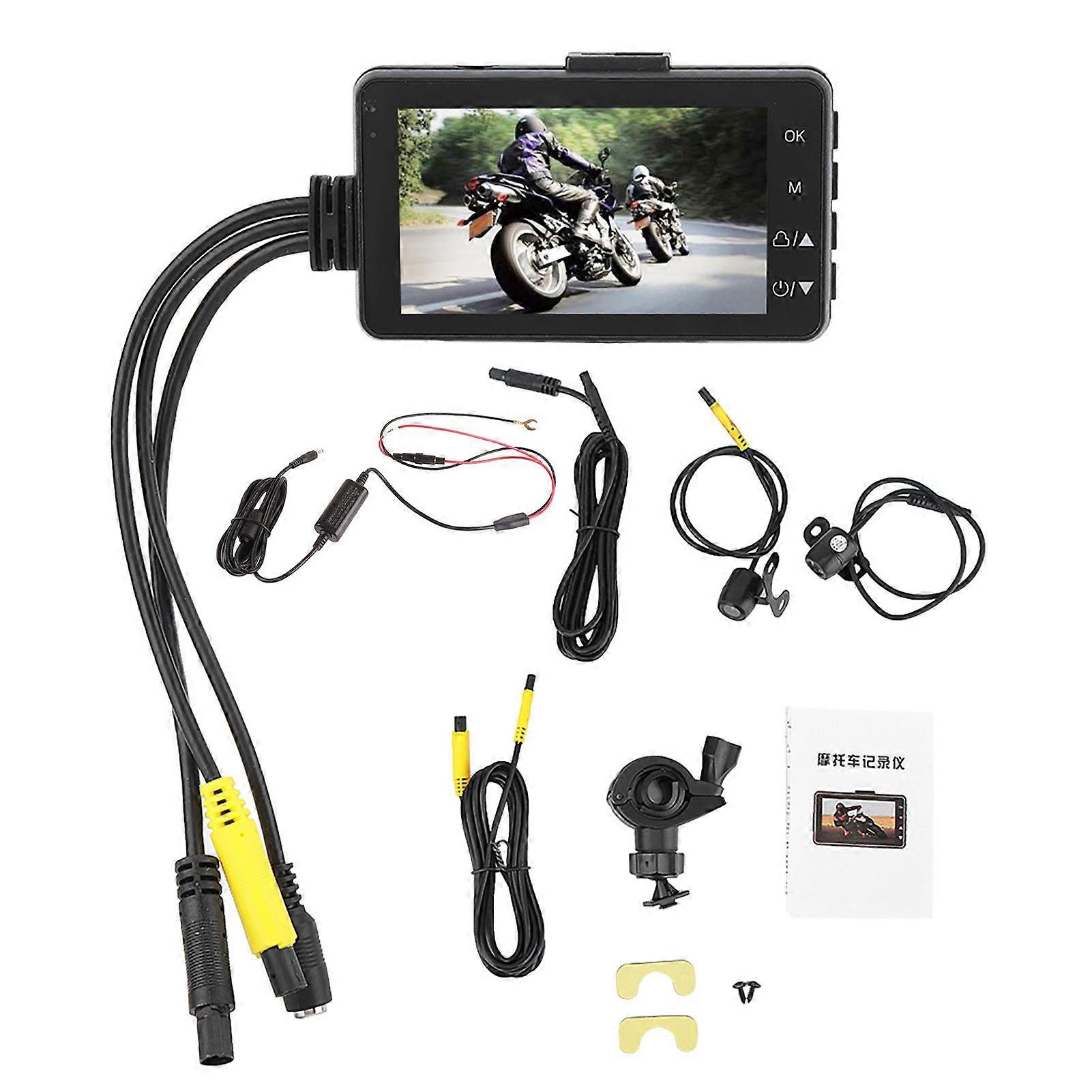 720P 3 Zoll LCD-Bildschirm Dual-Kamera für Motorräder Daten verdeckt Recorder