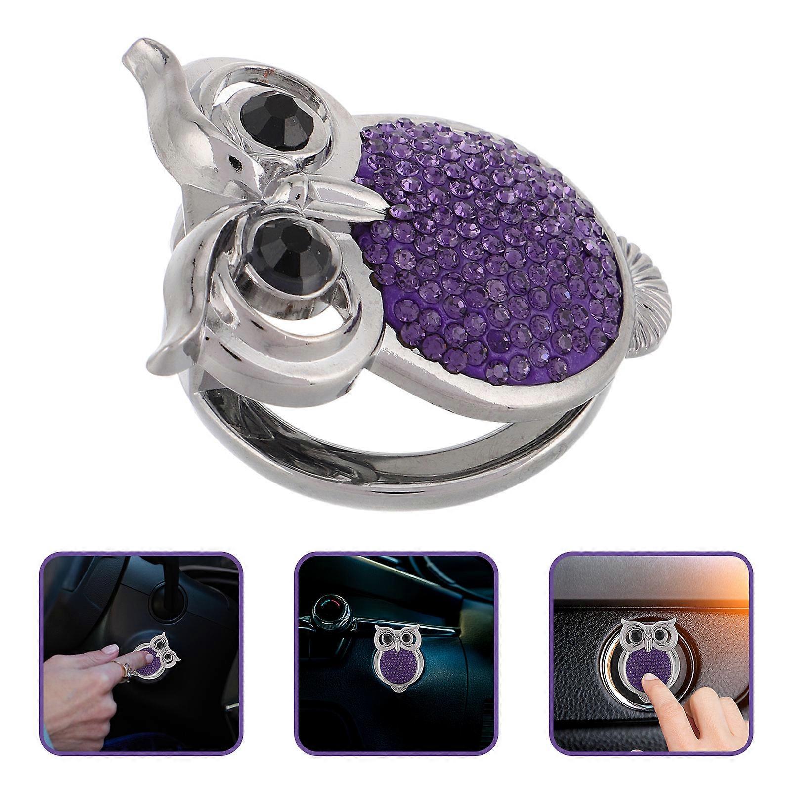 Push to Start Button Cover Owl Style for Vehicle Interior 3Pcs Protection Set